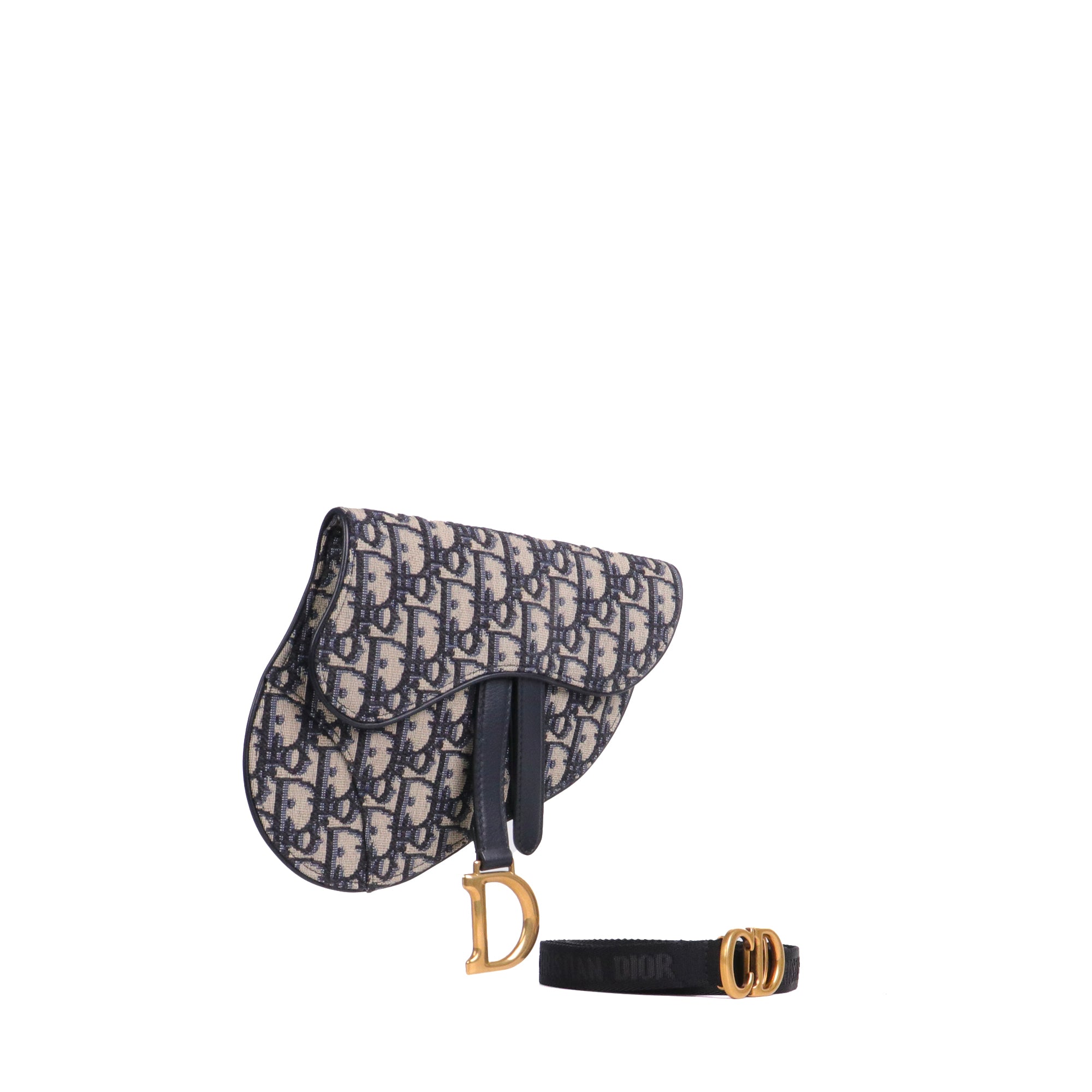 DIOR - Roller shoulder bag in navy blue grained leather