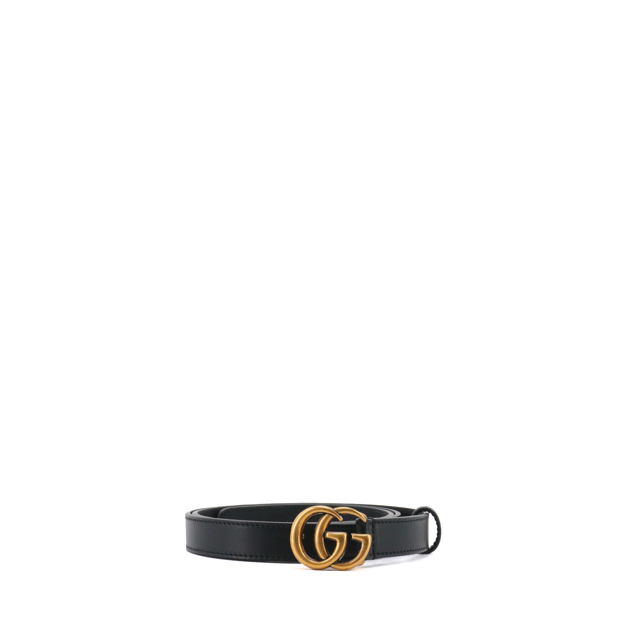 GUCCI - Ceinture fine GG Marmont Gucci en cuir noir (T85)