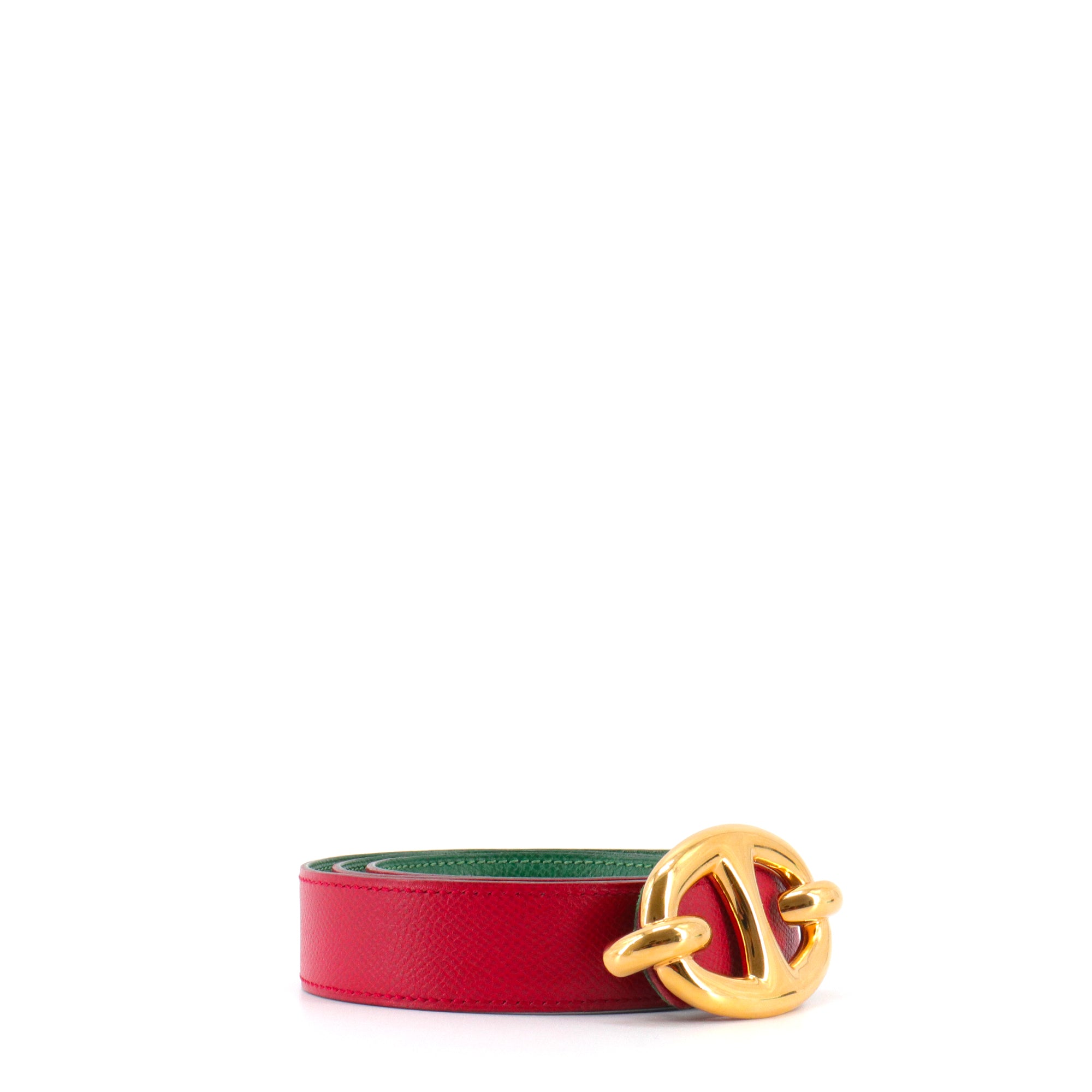 HERMÈS - Ceinture Chaine d'Ancre Hermès en cuir epsom fuchsia et vert (T78)