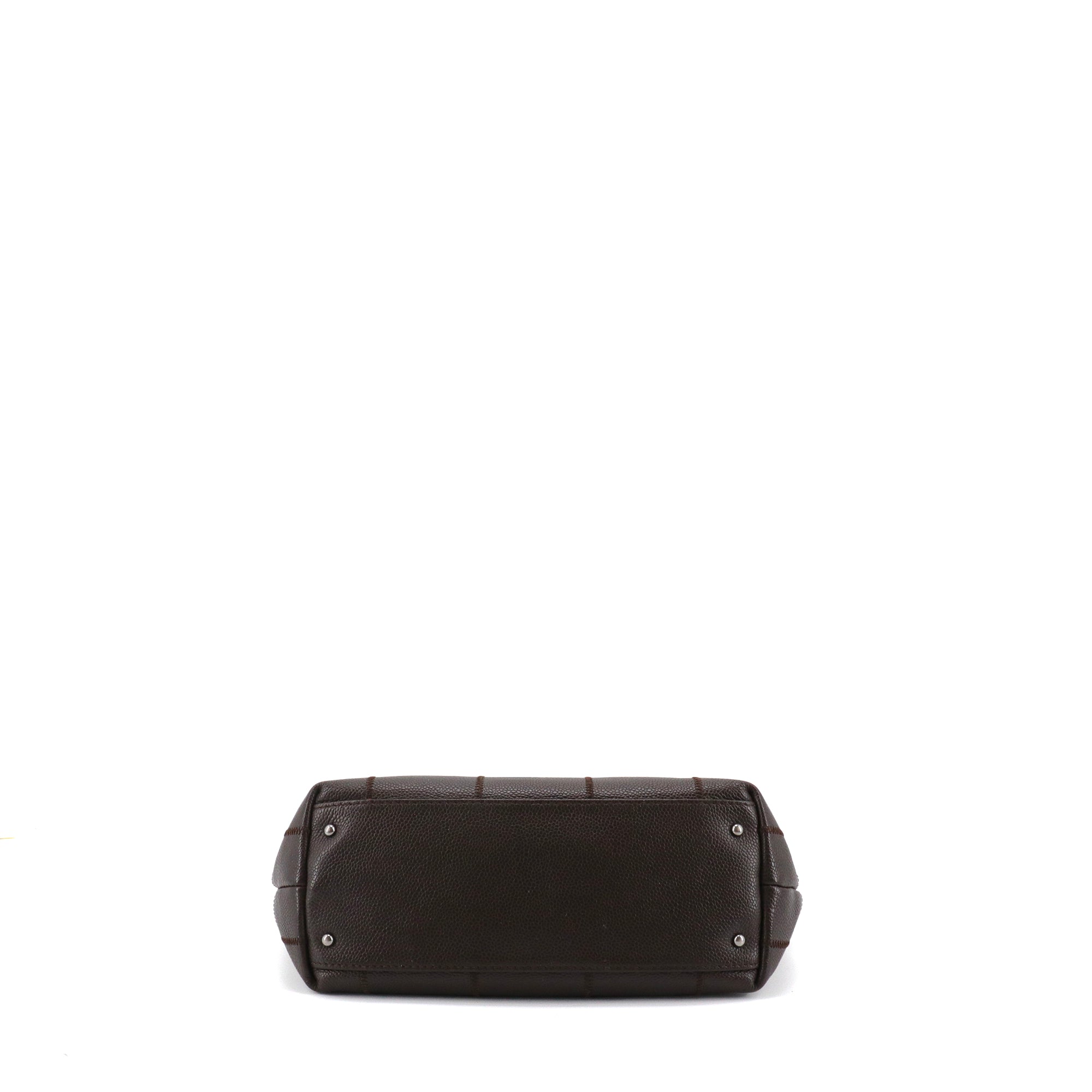CHANEL - Sac cabas Choco Bar Chanel en cuir grainé marron vintage