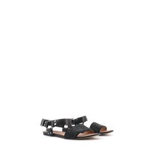 LOUIS VUITTON - Sandales Louis Vuitton en cuir noir (T36)