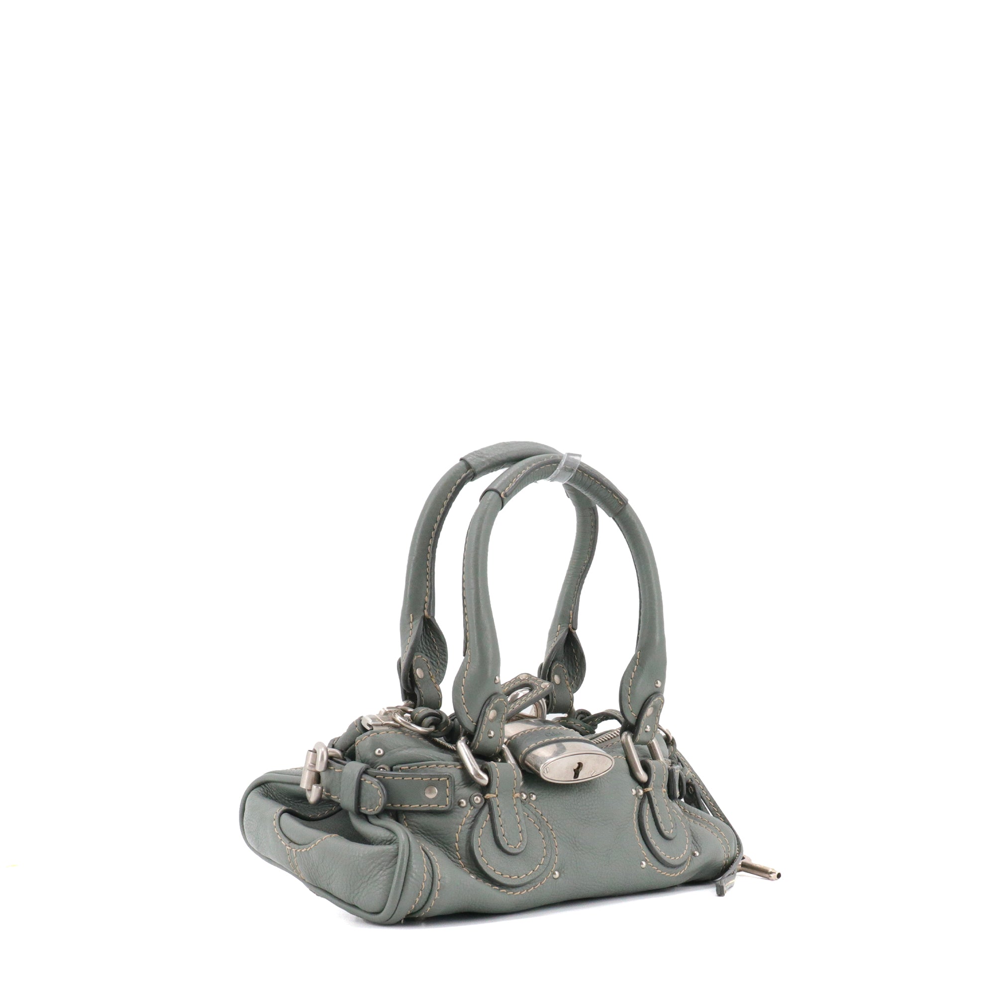 CHLOÉ - Chloé Paddington handbag in gray grained leather