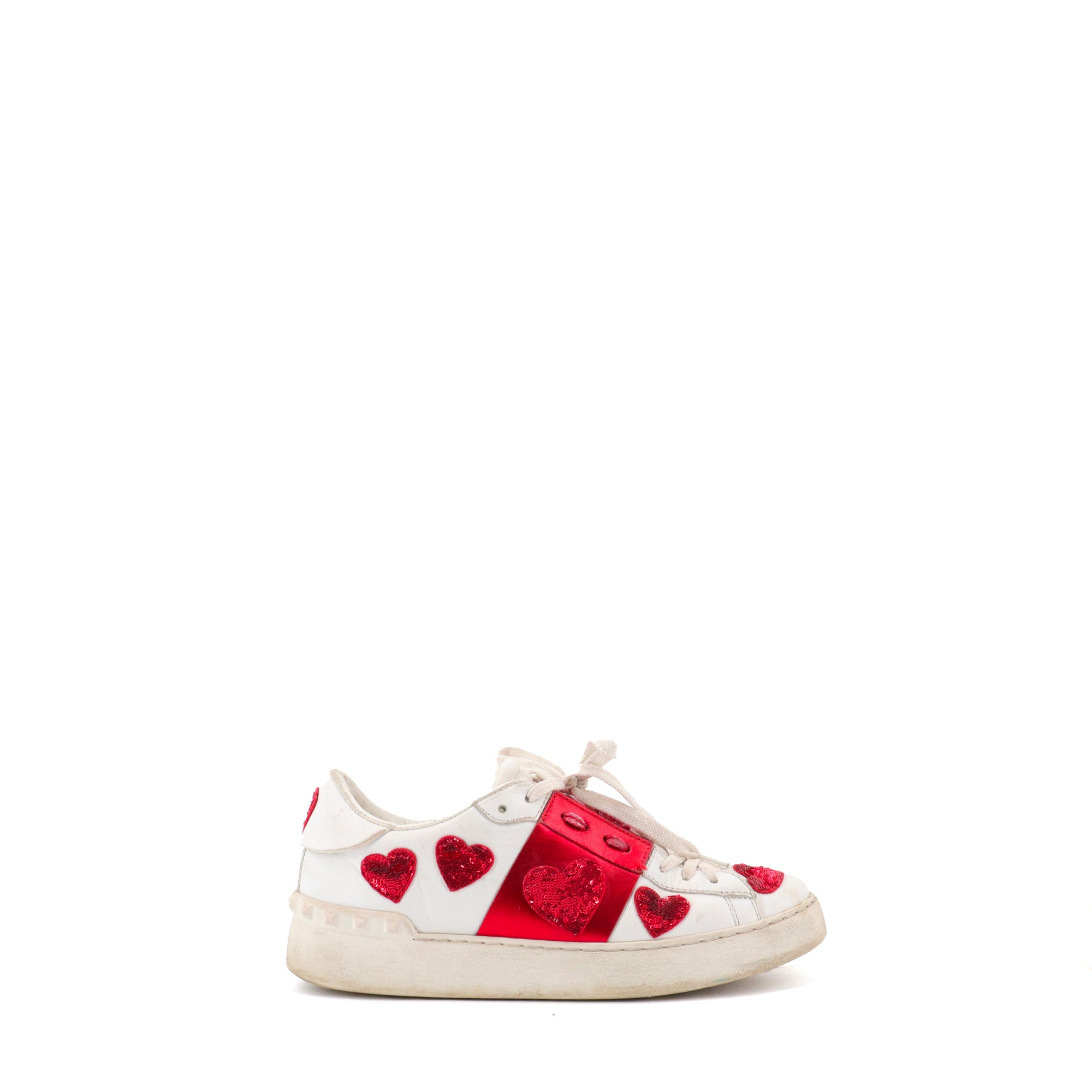 VALENTINO - Sneakers Open Valentino en cuir blanc et rouge (T36)