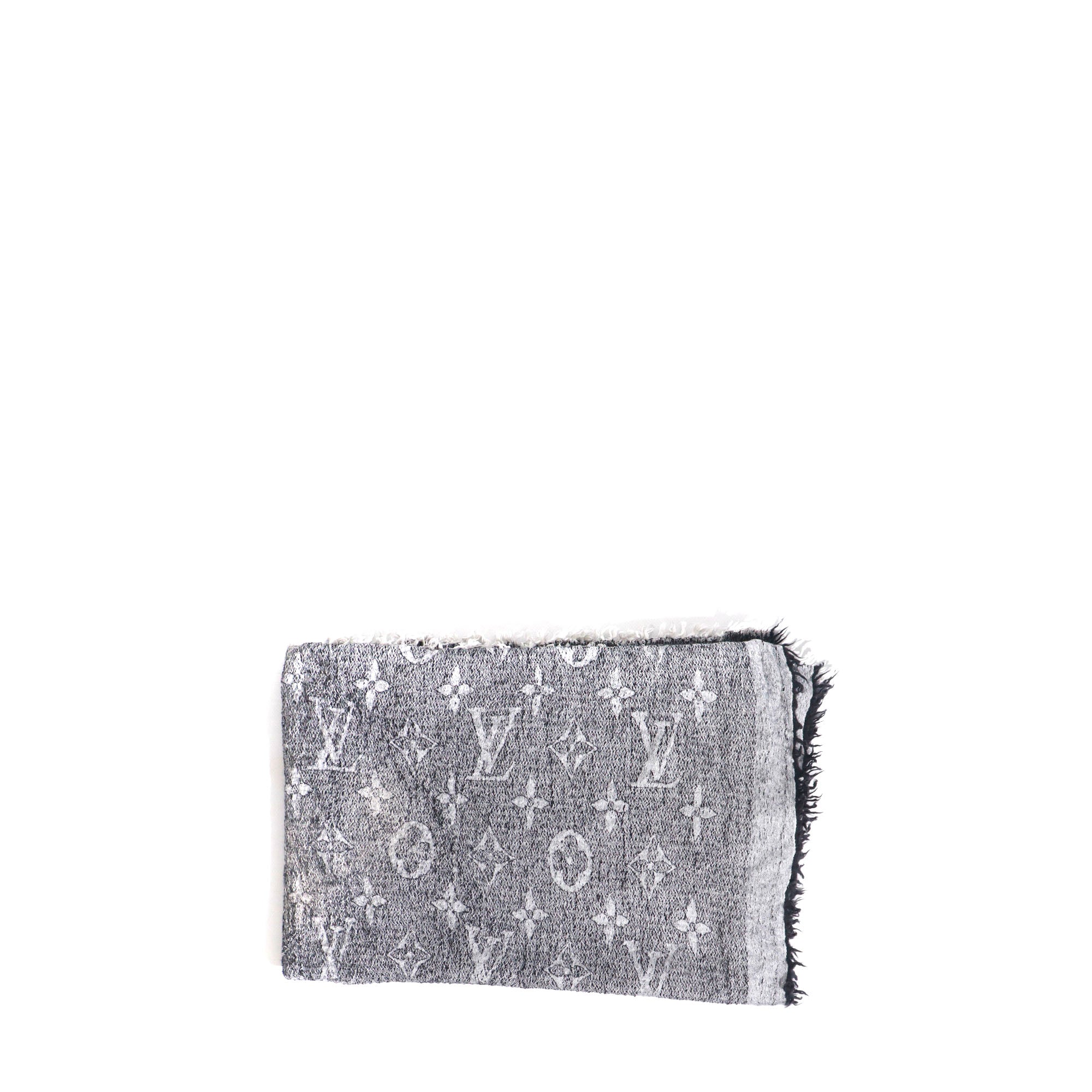 LOUIS VUITTON - Châle en soie et laine grise