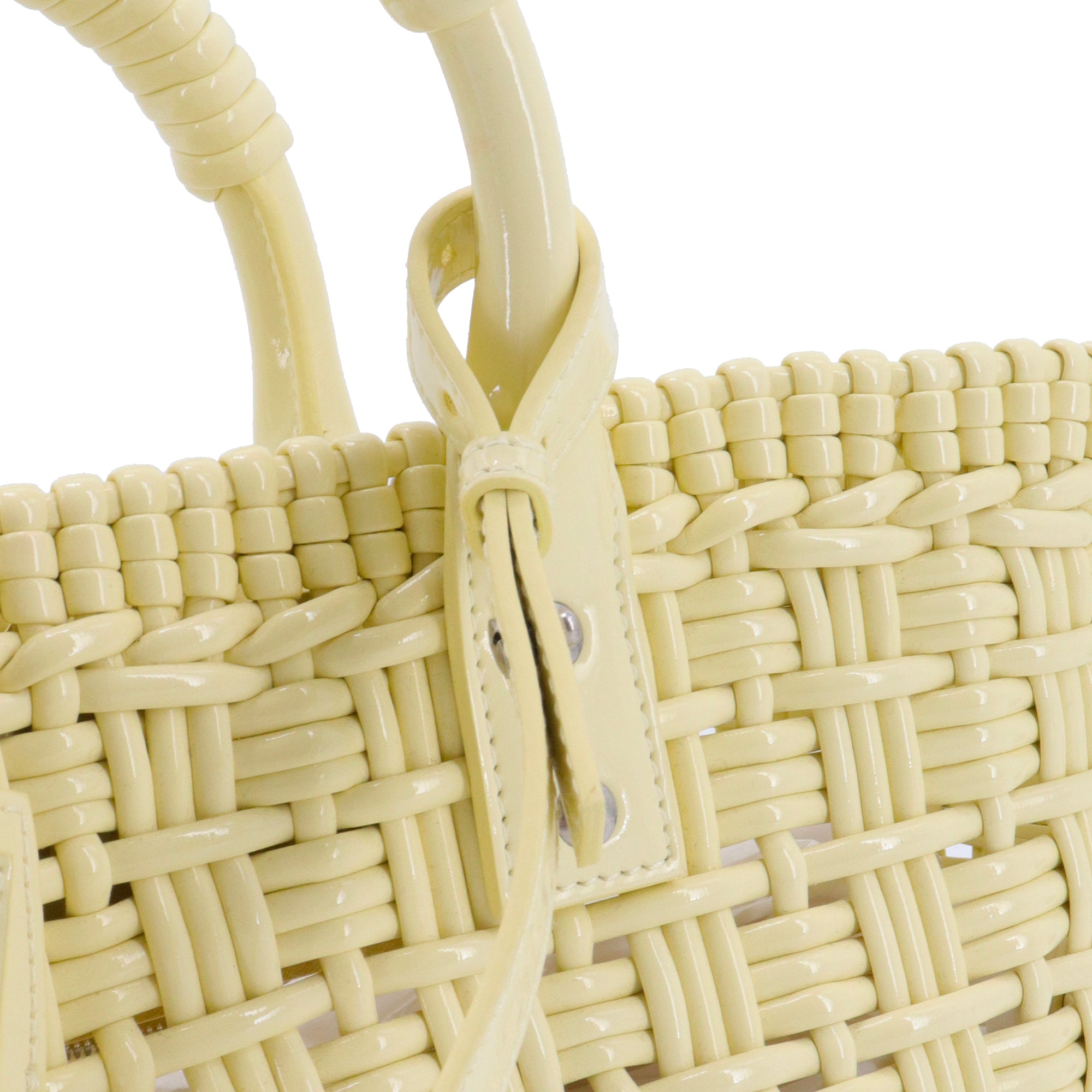 BALENCIAGA - Balenciaga XS Bistro Basket in Pastel Yellow Faux Leather