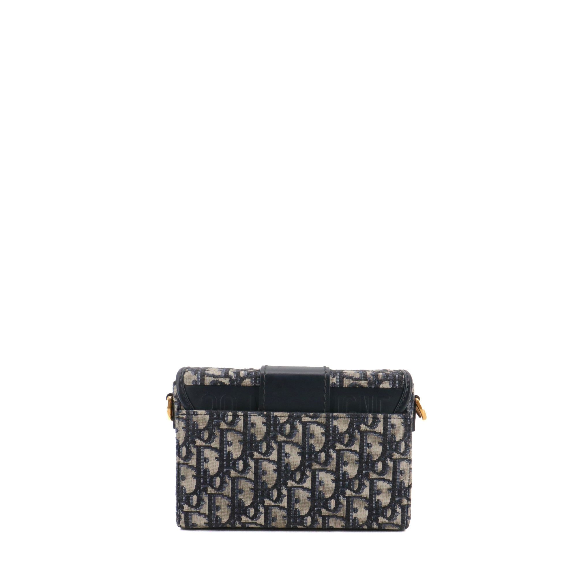 DIOR - Dior 30 Montaigne Box shoulder bag in navy blue canvas and leather