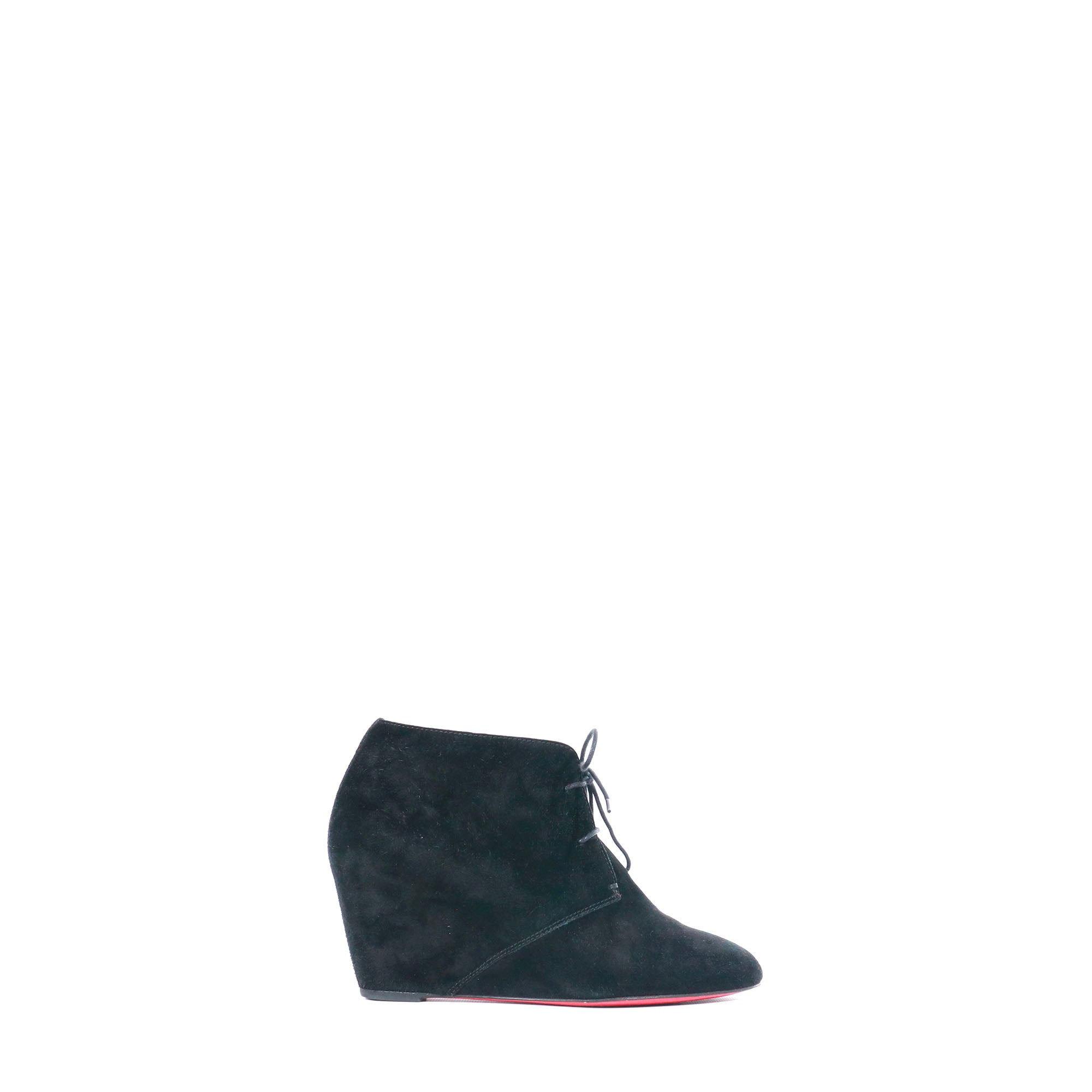 LOUBOUTIN - Bottines à lacets en daim noir (T38)