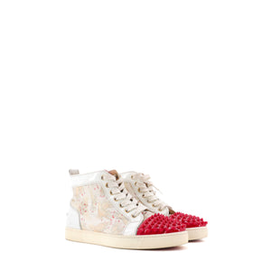LOUBOUTIN - Lou Spikes Louboutin high-top sneakers in white and red leather (T38)