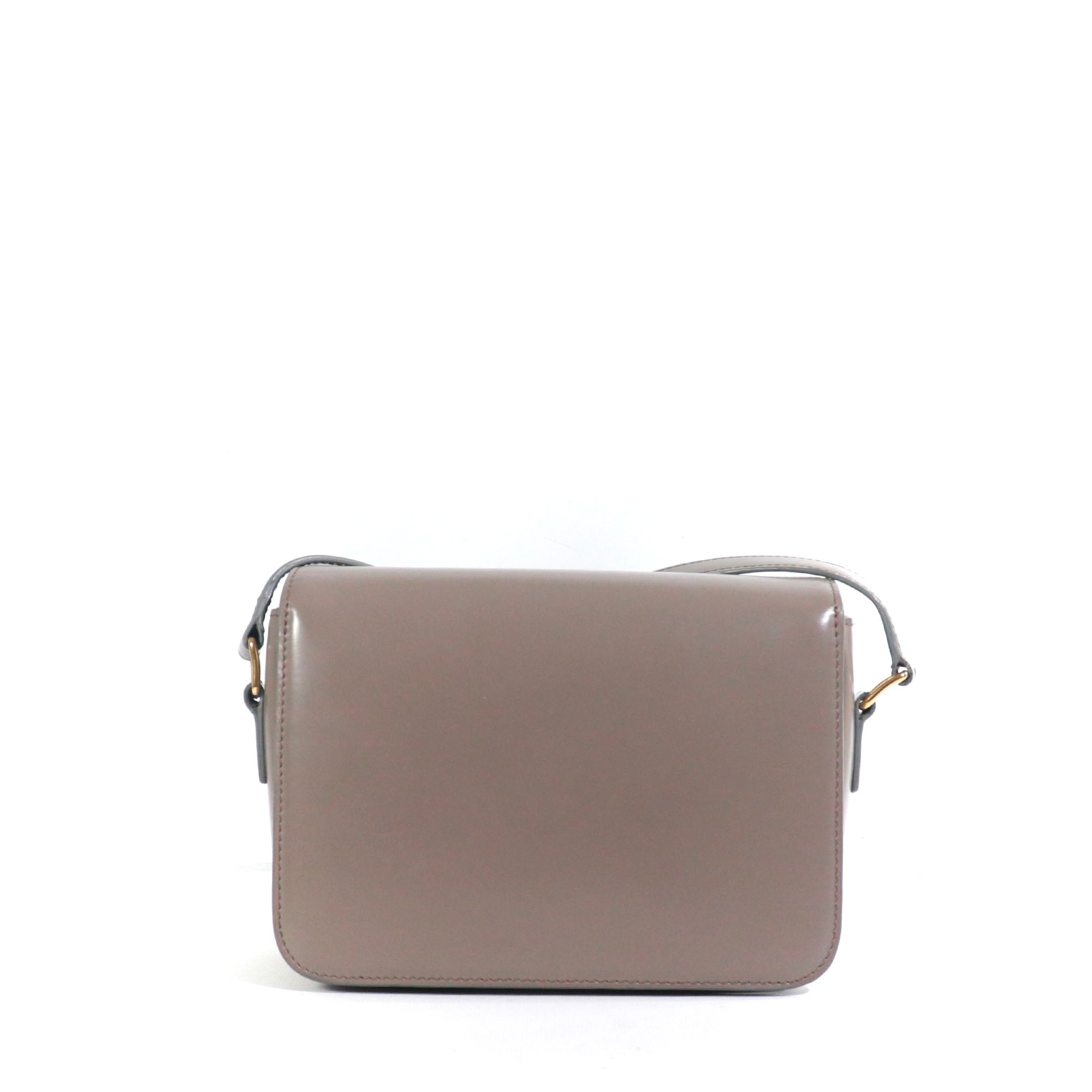 CELINE - Sac à bandoulière Triomphe teen Celine en cuir box gris galet