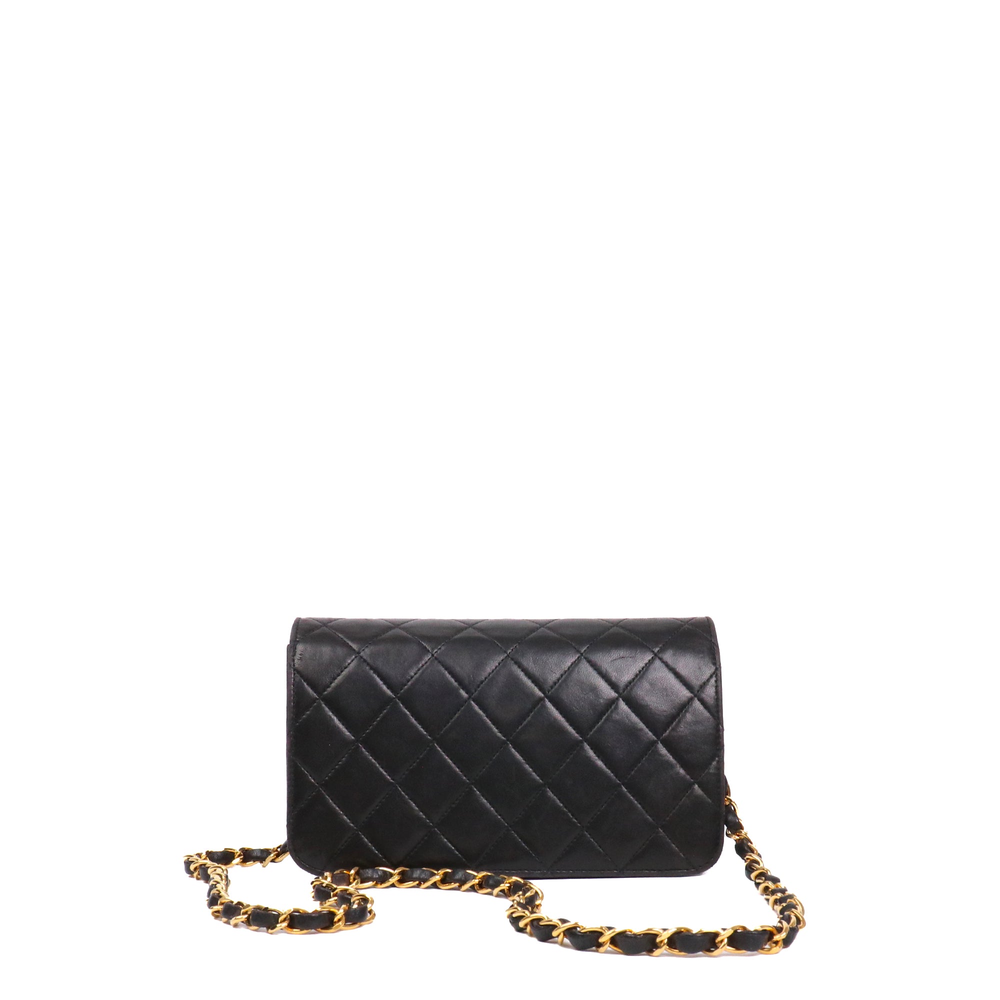 CHANEL - Sac à bandoulière Wallet On Chain Chanel en cuir lisse noir vintage