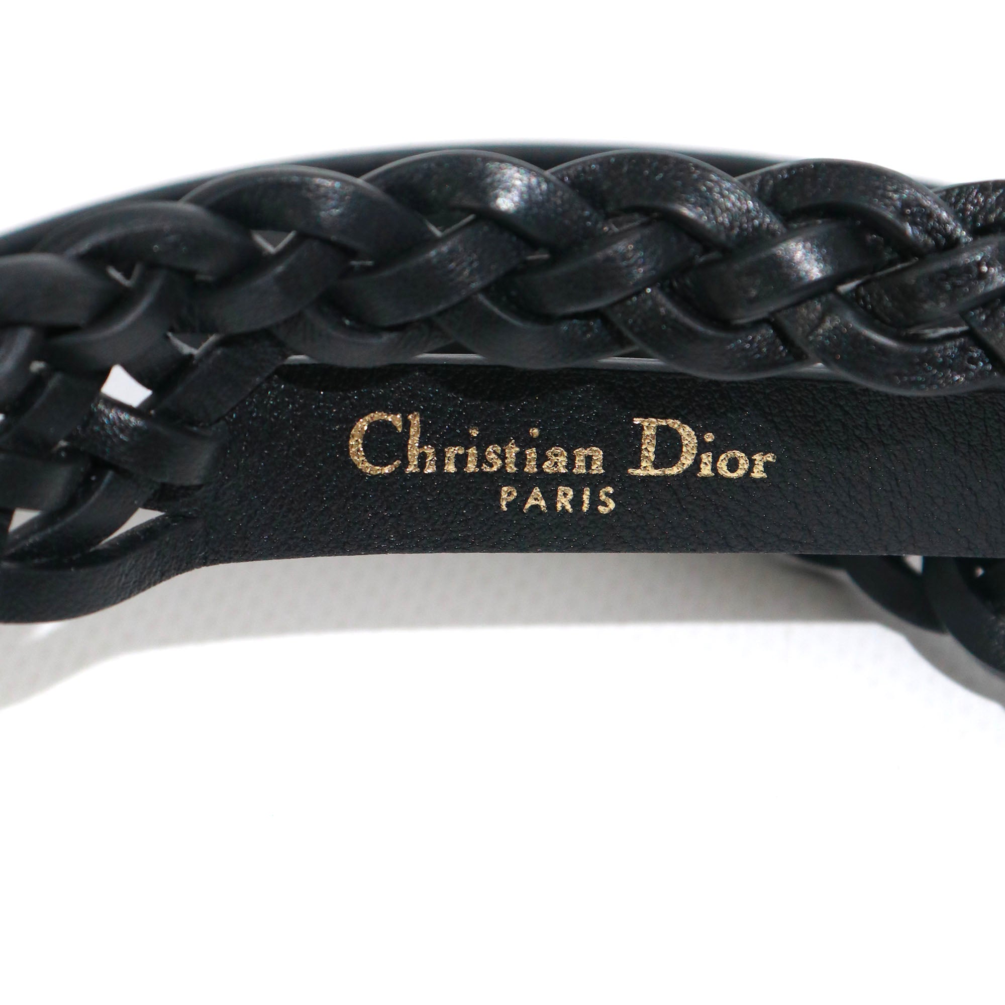 DIOR - Ceinture double CD Dior en cuir tressé noir (T80)