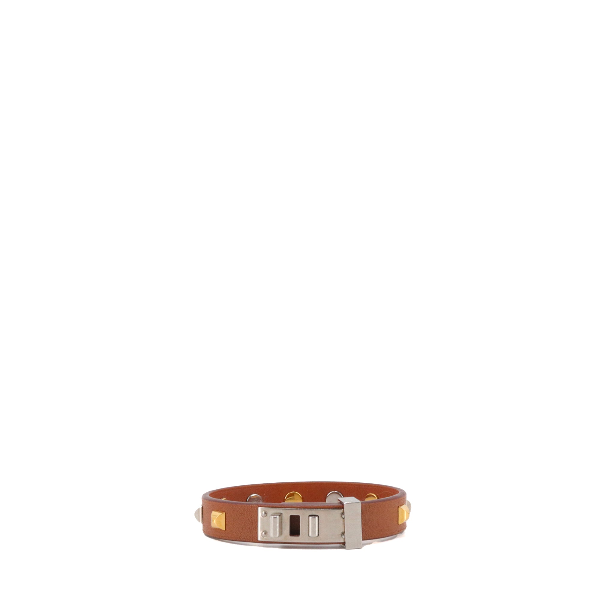 HERMÈS - Mini Dog Hermès bracelet in gold leather (T3)