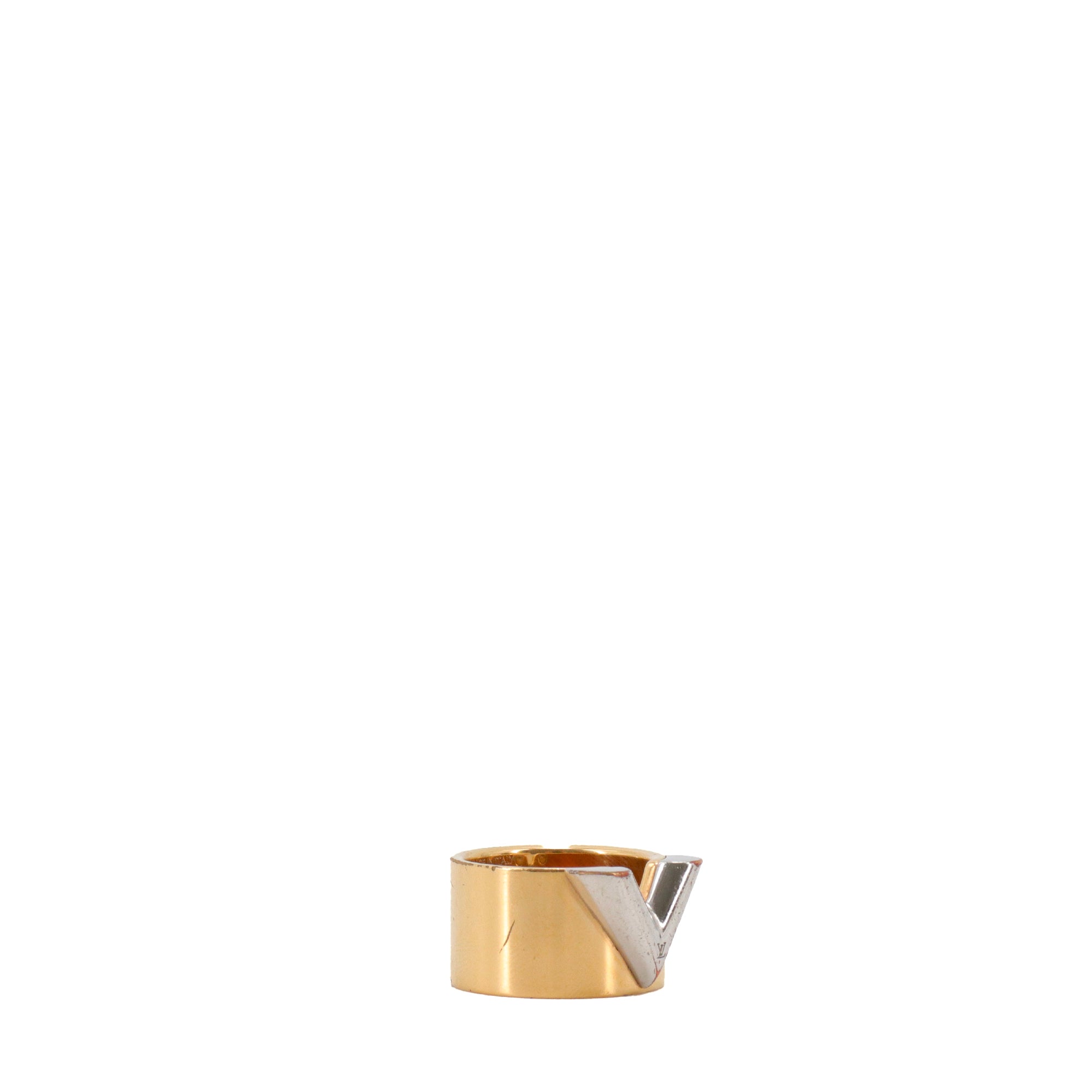 LOUIS VUITTON - Louis Vuitton Essential V ring in gold and silver metal (L)