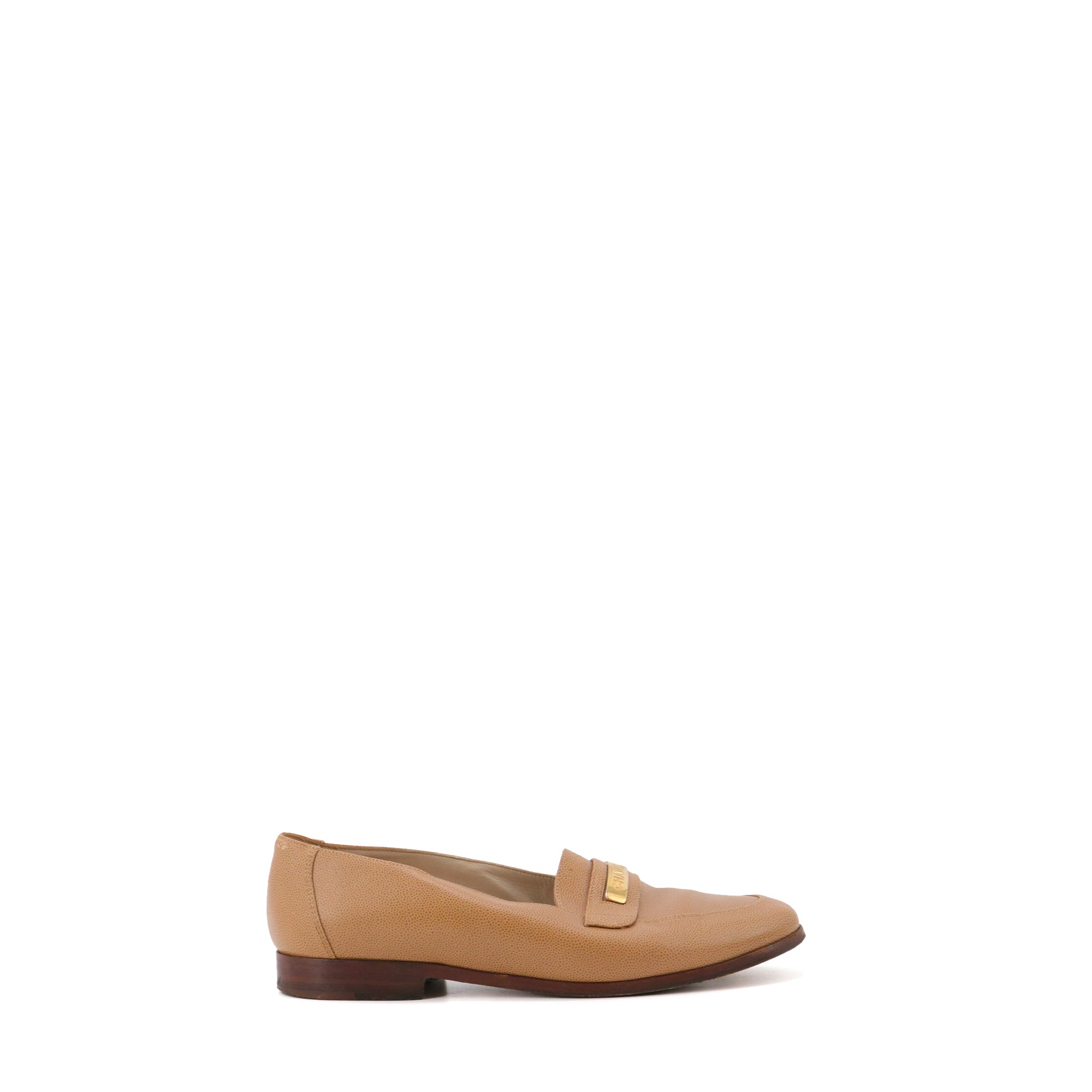 CHANEL - Mocassins Chanel en cuir grainé marron (T38)