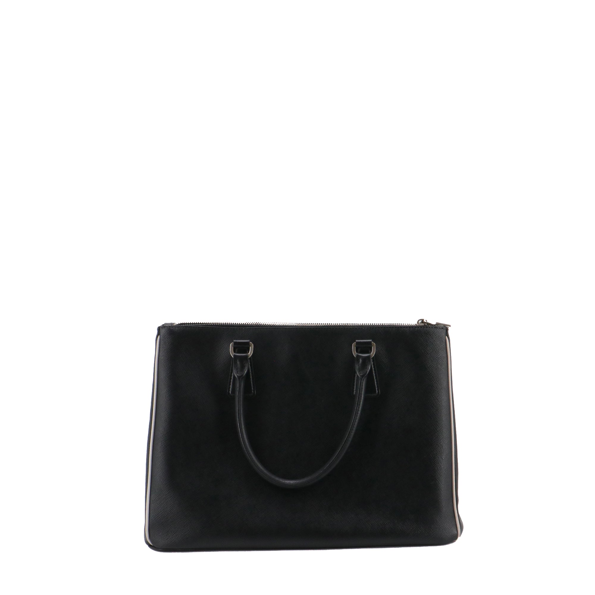 PRADA - Sac à main Galleria Prada en cuir grainé noir