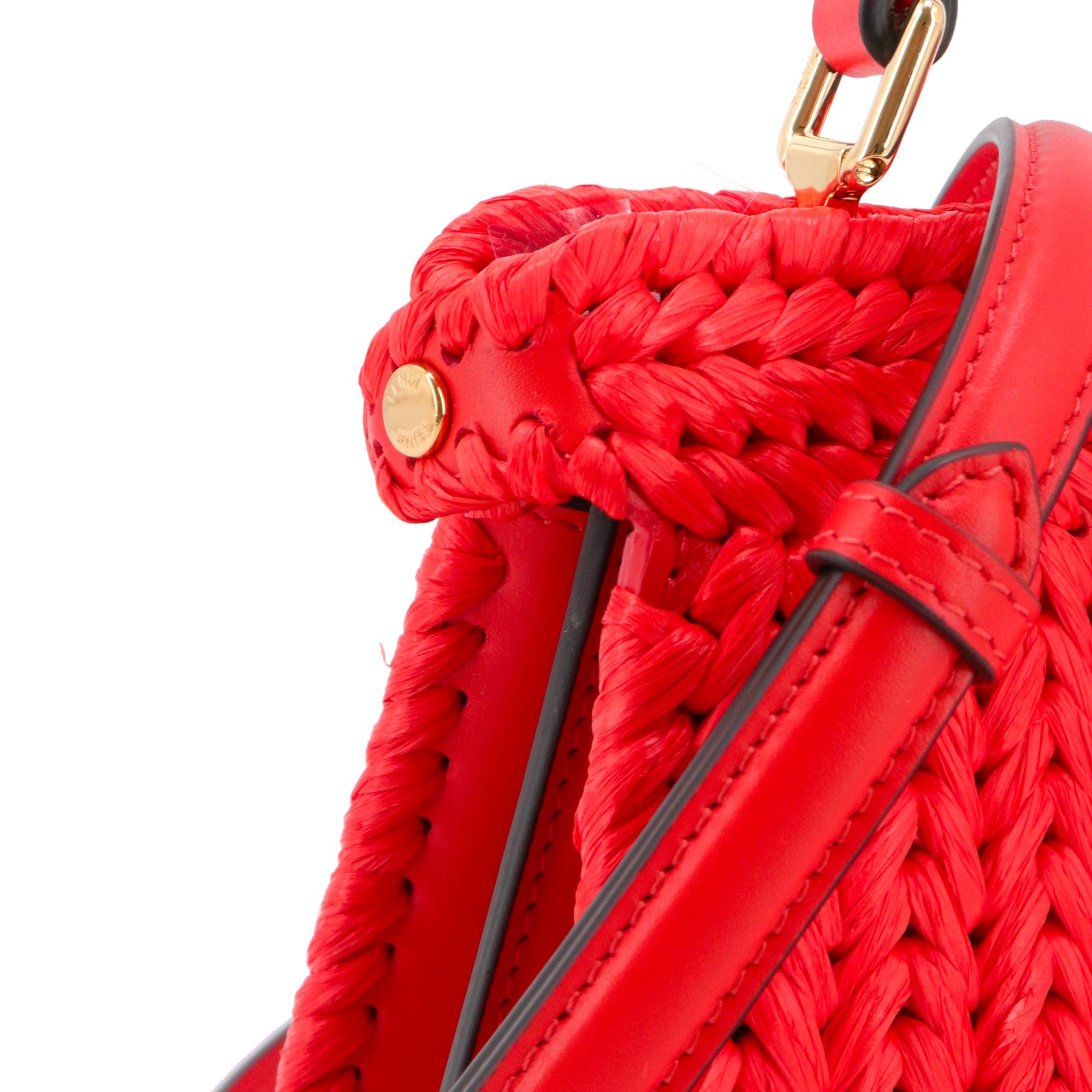 FENDI - Fendi Peekaboo Iseeu handbag in raffia and red leather
