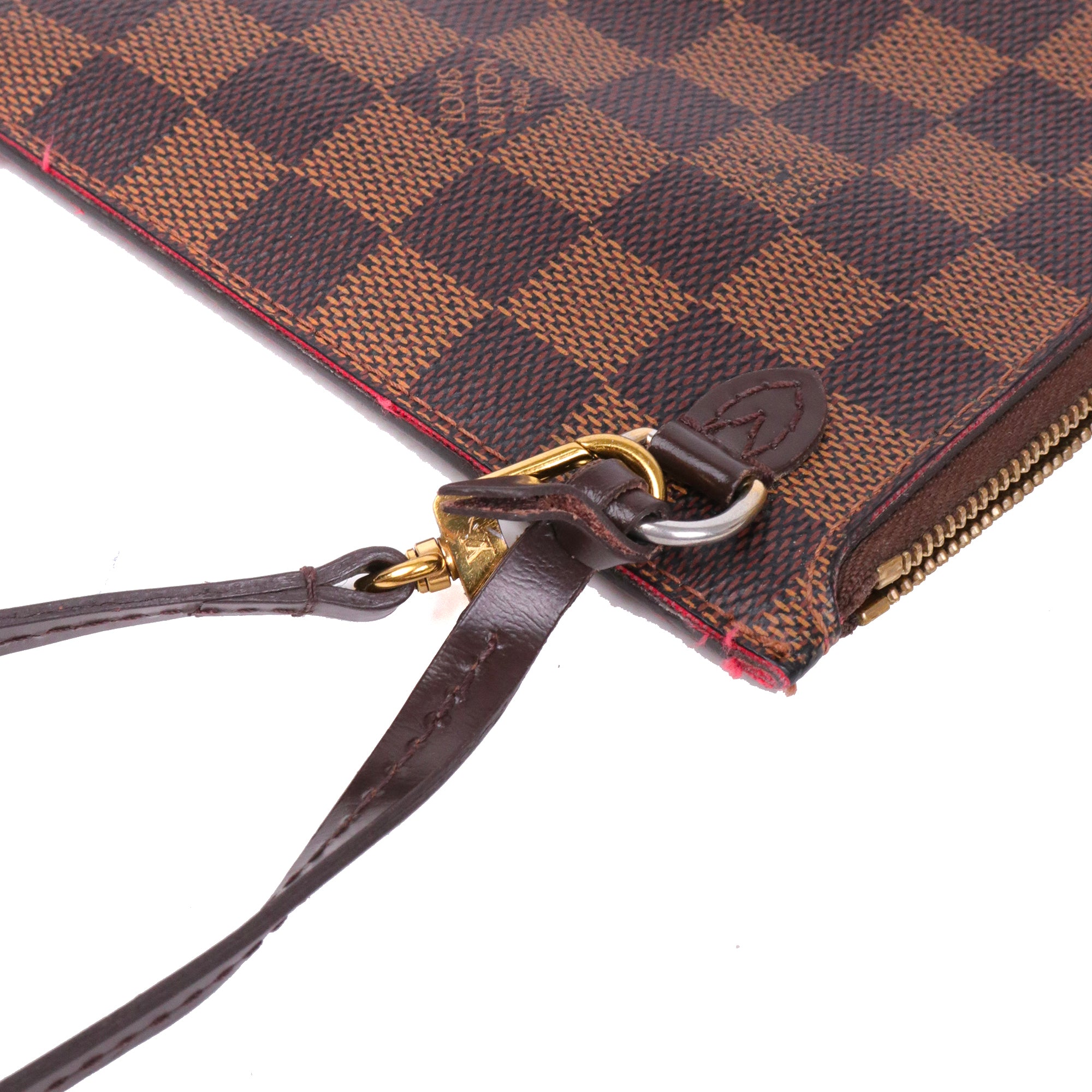 LOUIS VUITTON - Pochette Neverfull Louis Vuitton en toile enduite damier ébène