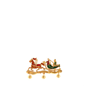HERMÈS - Hermès Christmas Carriage Brooch in Gold Metal