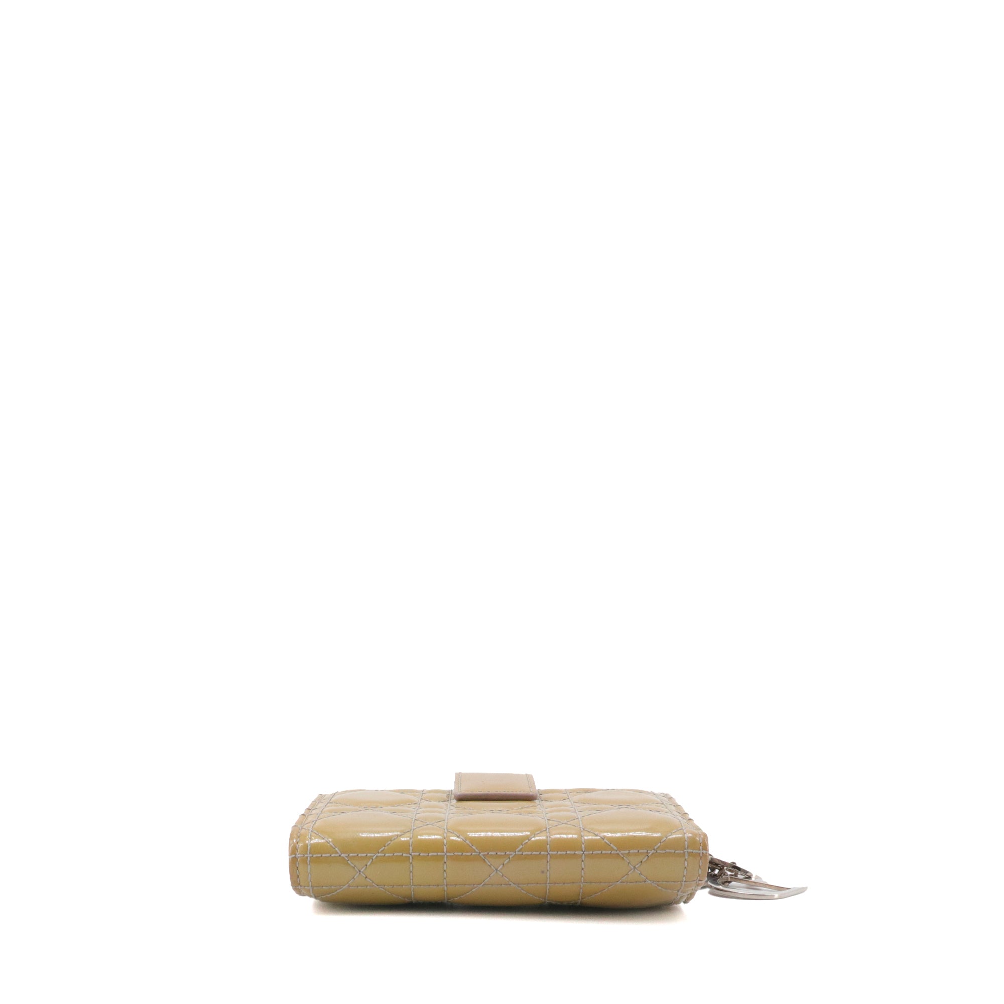 DIOR - Lotus Lady Dior wallet in beige patent cannage leather