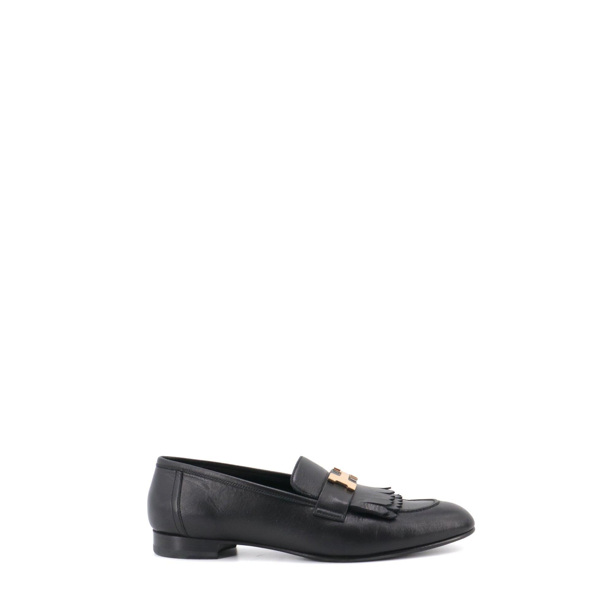 HERMÈS - Royal Hermès loafers in black leather (T41)
