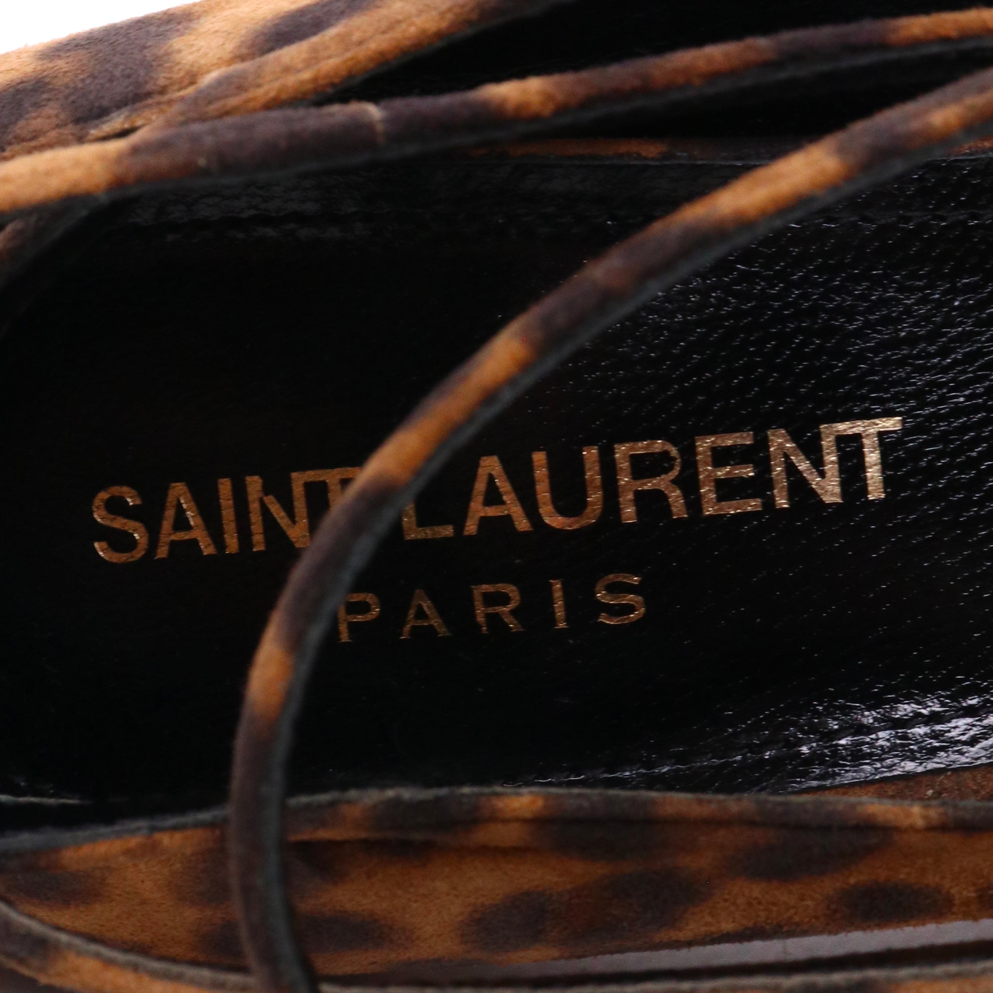 SAINT LAURENT - Escarpins à talon Lexi Saint Laurent en suède léopard (T36,5)
