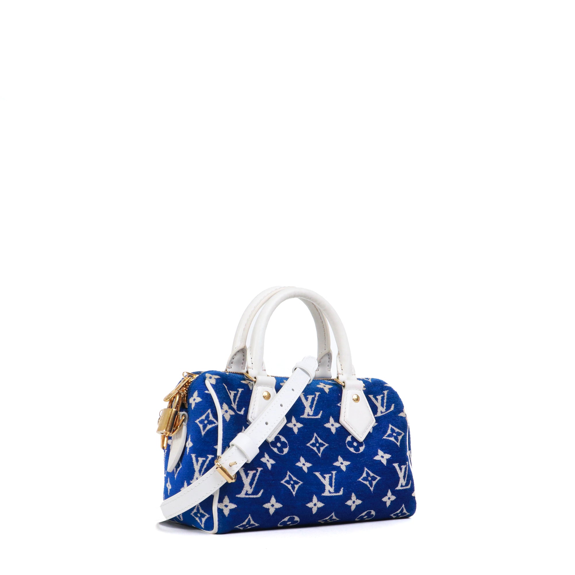 LOUIS VUITTON - Louis Vuitton Speedy 20 shoulder bag in blue velvet