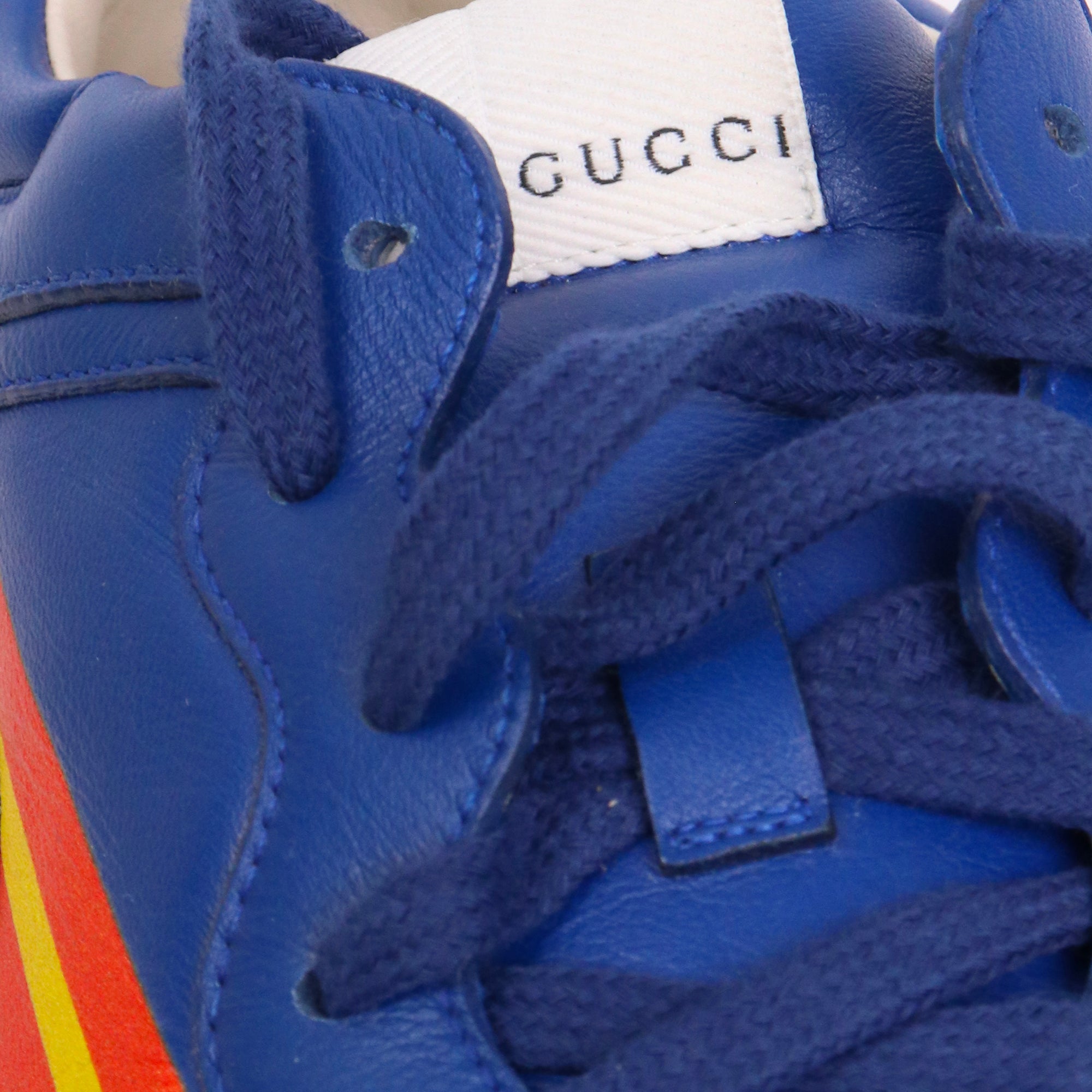 GUCCI - Sneakers Rhyton Gucci en cuir bleu (T43)