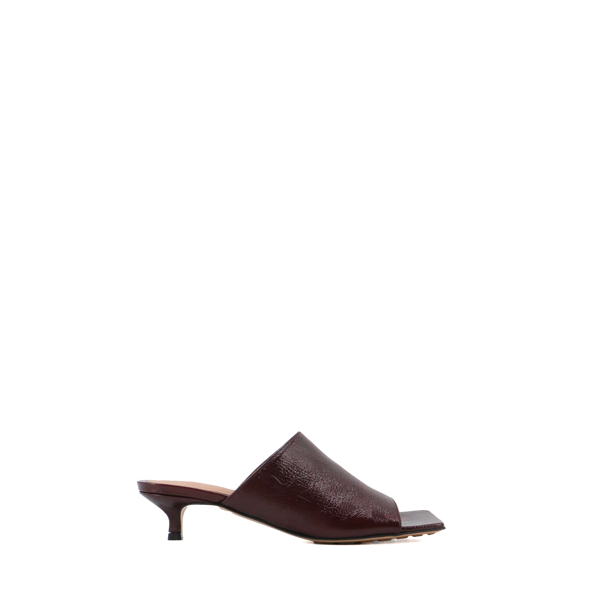 BOTTEGA VENETA - Bottega Veneta heeled mules in burgundy patent leather (T36)