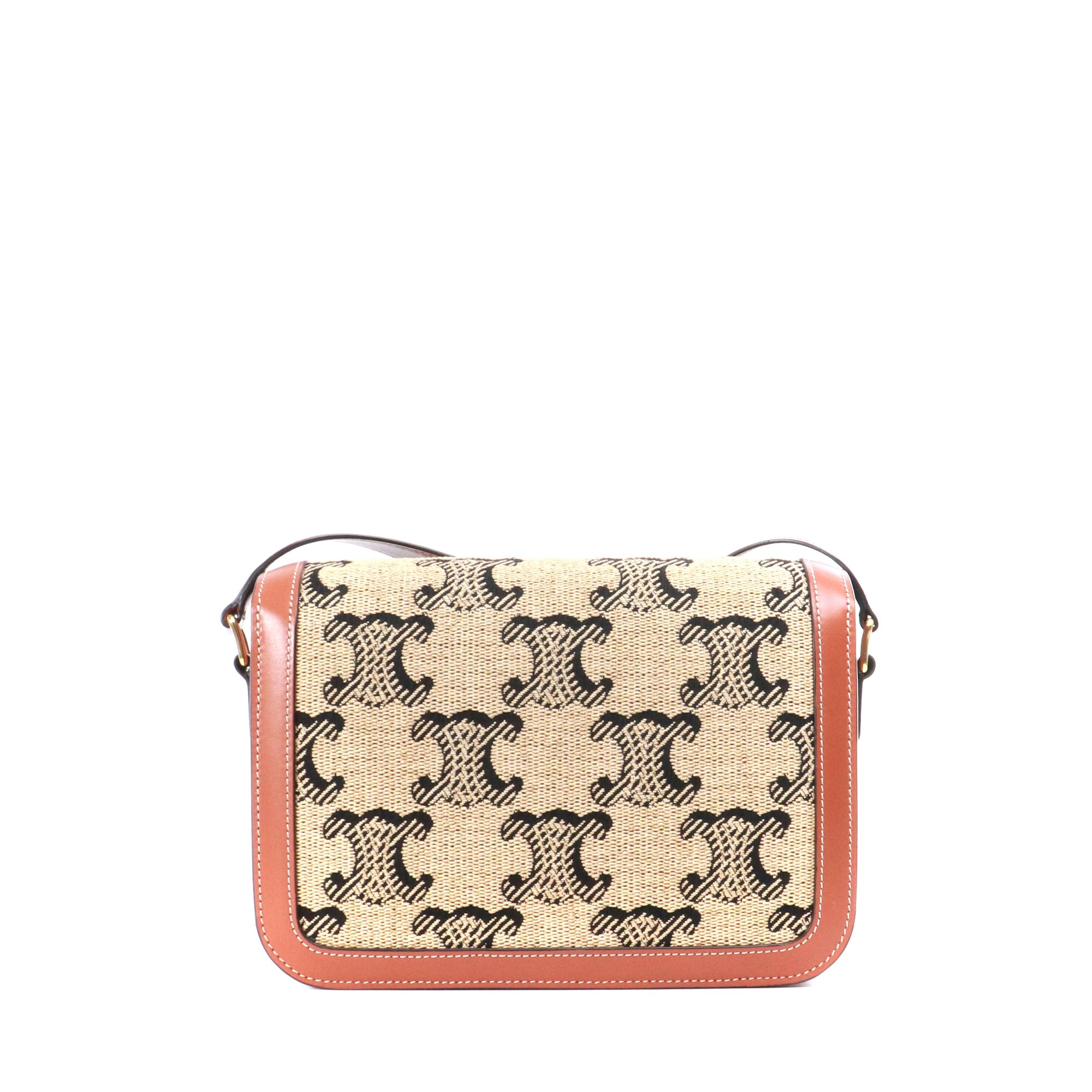 CELINE - Sac à bandoulière Triomphe medium Céline en raphia et cuir tan