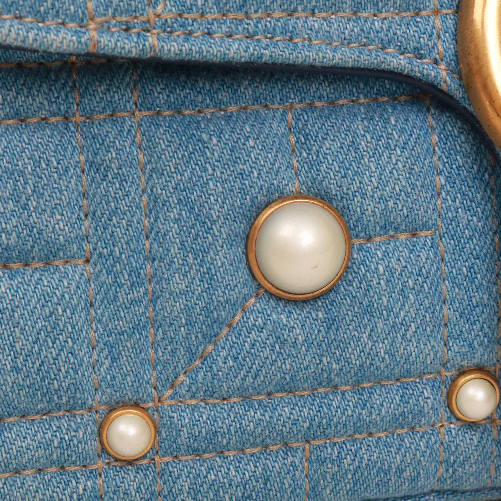 GUCCI - Sac à bandoulière Marmont Gucci matelassé en denim orné de perles