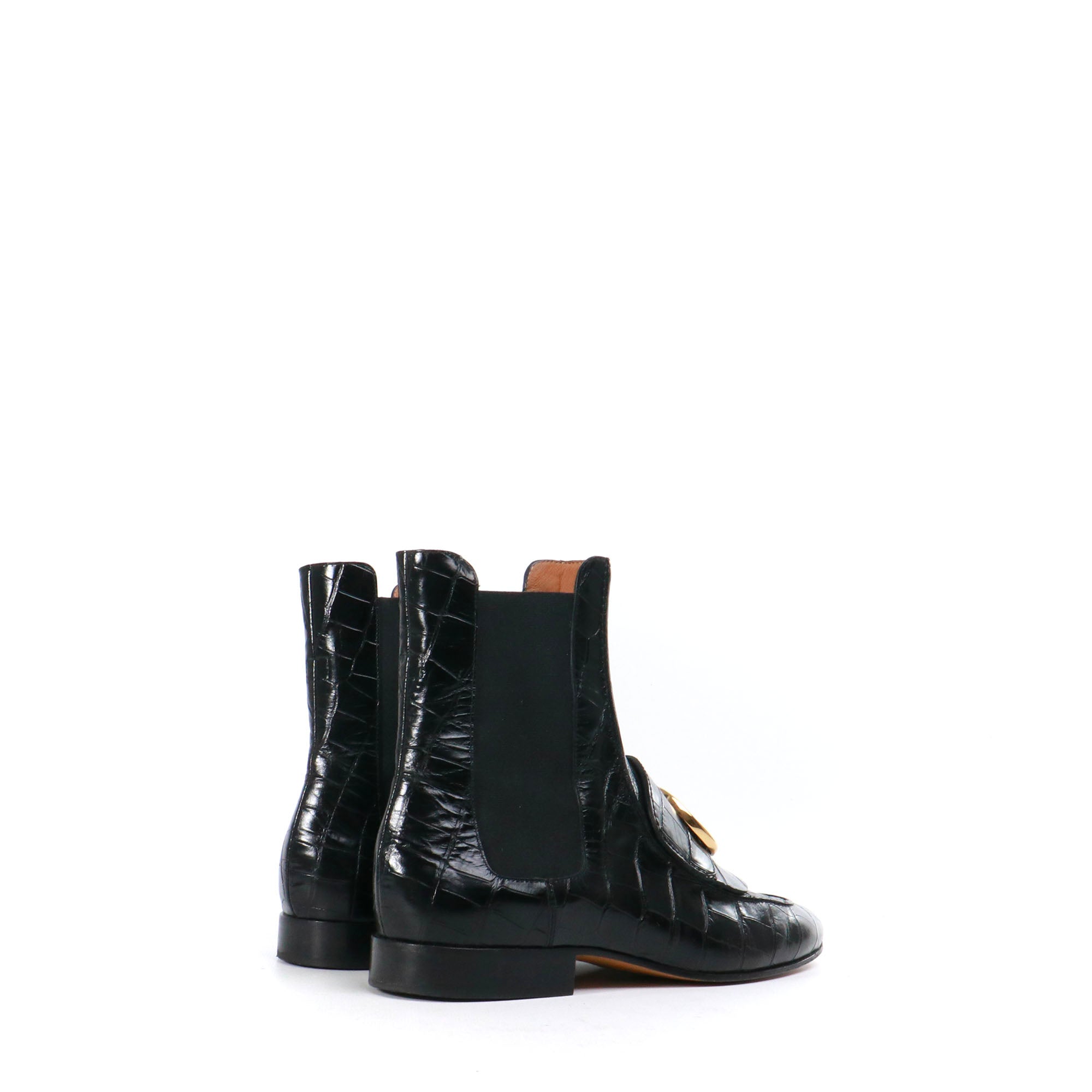 CHLOÉ - C Chloé ankle boots in crocodile-embossed leather (T38.5)