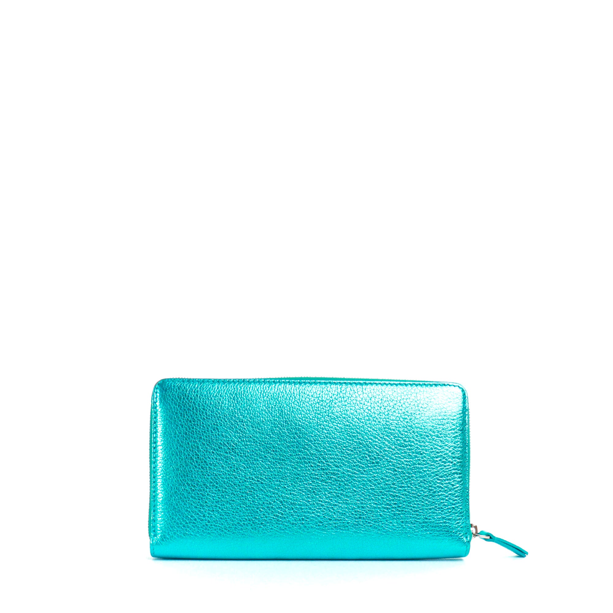 BALENCIAGA - Portefeuille Ville Balenciaga en cuir grainé bleu irisé