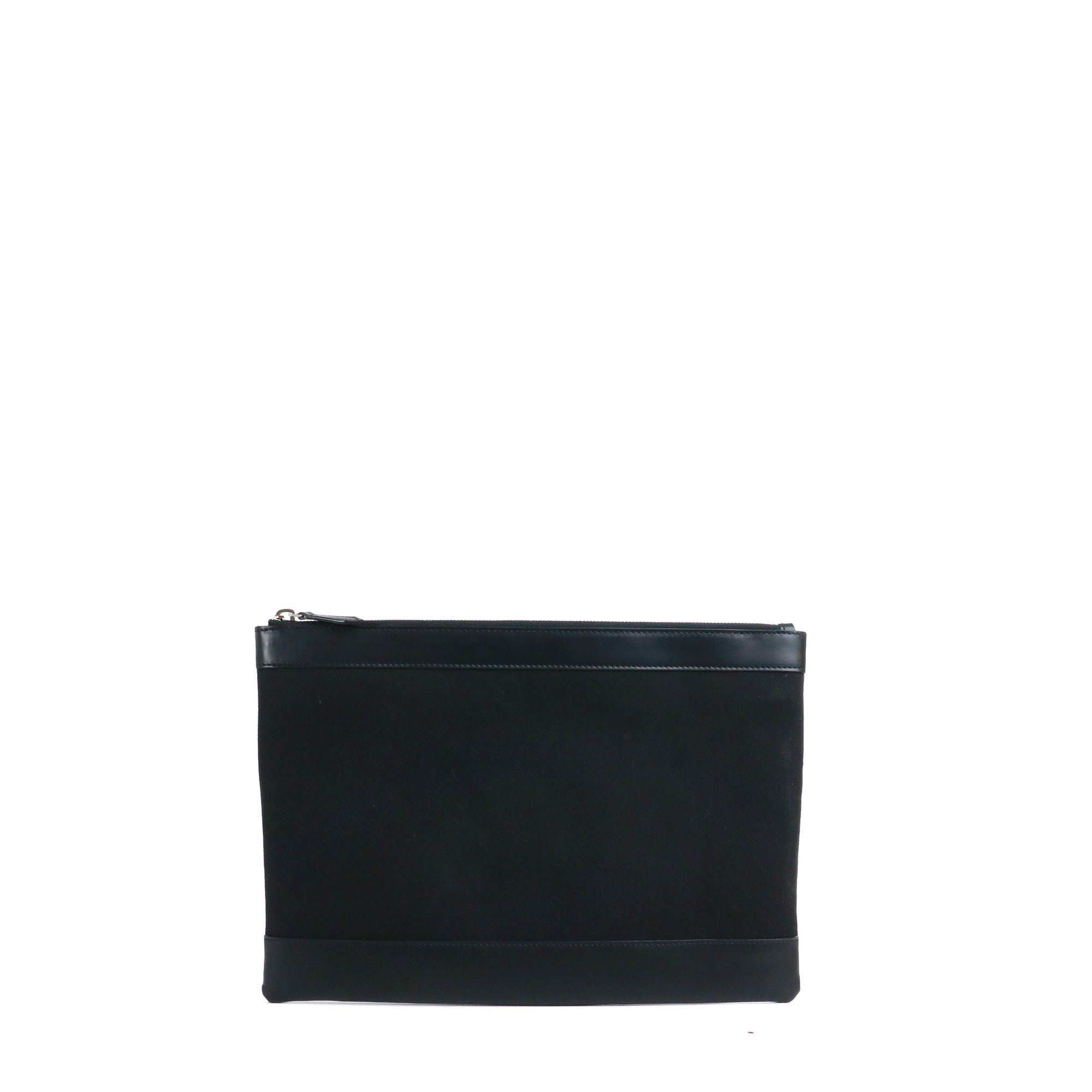 BALENCIAGA - Balenciaga Ville clutch in black canvas and leather