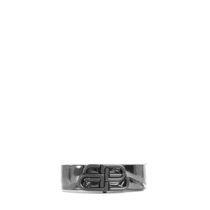 BALENCIAGA - Balenciaga croc-embossed BB bracelet in black patent leather 