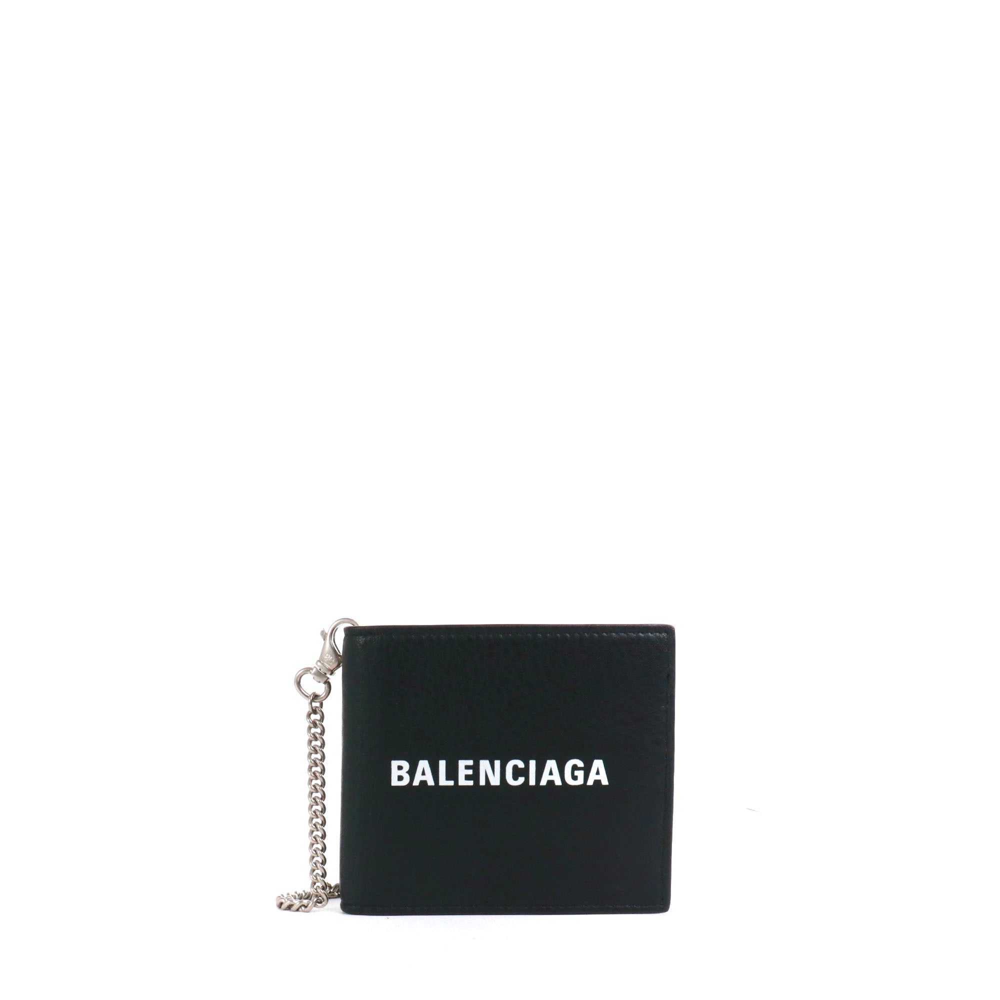 BALENCIAGA - Balenciaga Ville wallet in black grained leather with fluorescent yellow interior