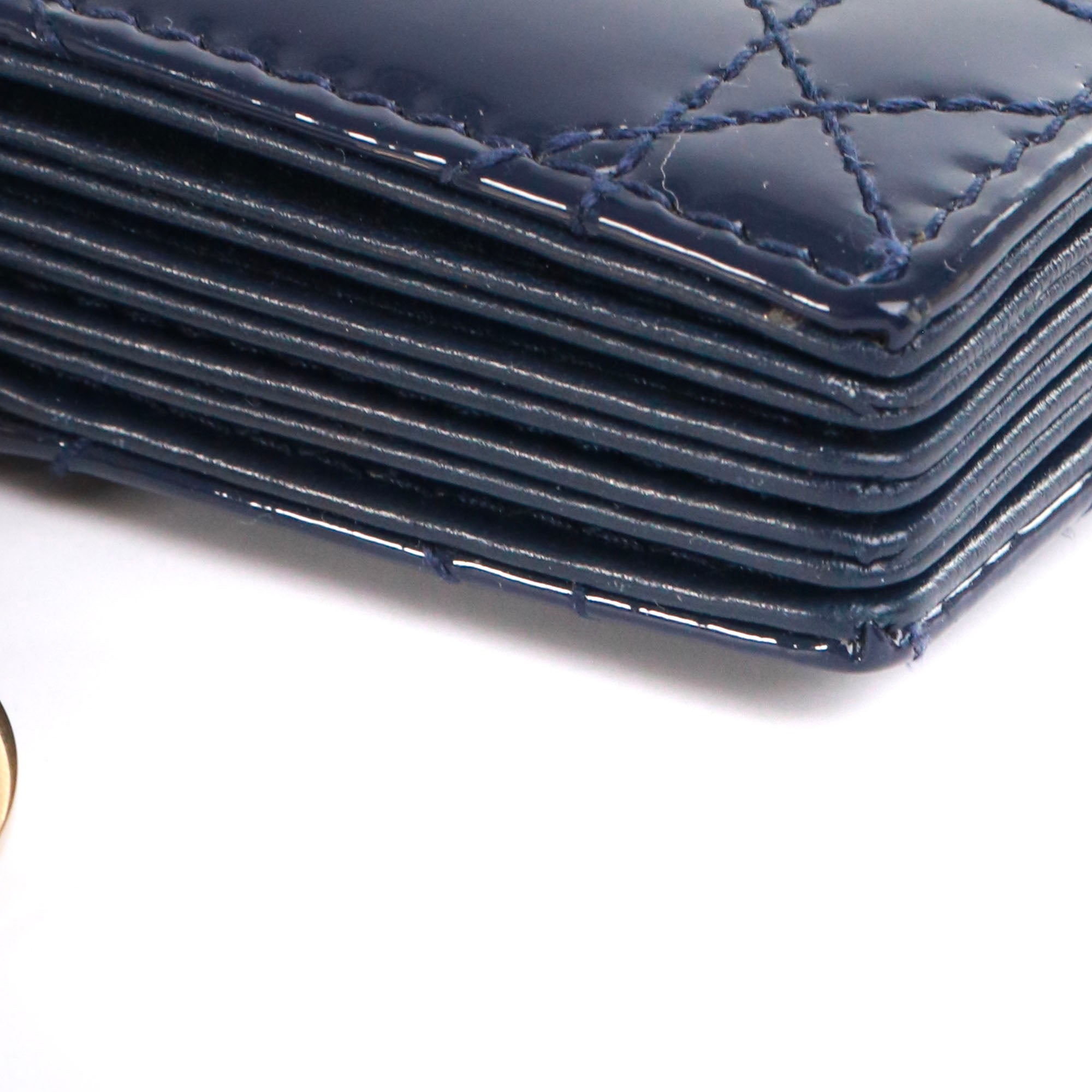DIOR - Lotus Lady Dior card holder in navy blue patent leather