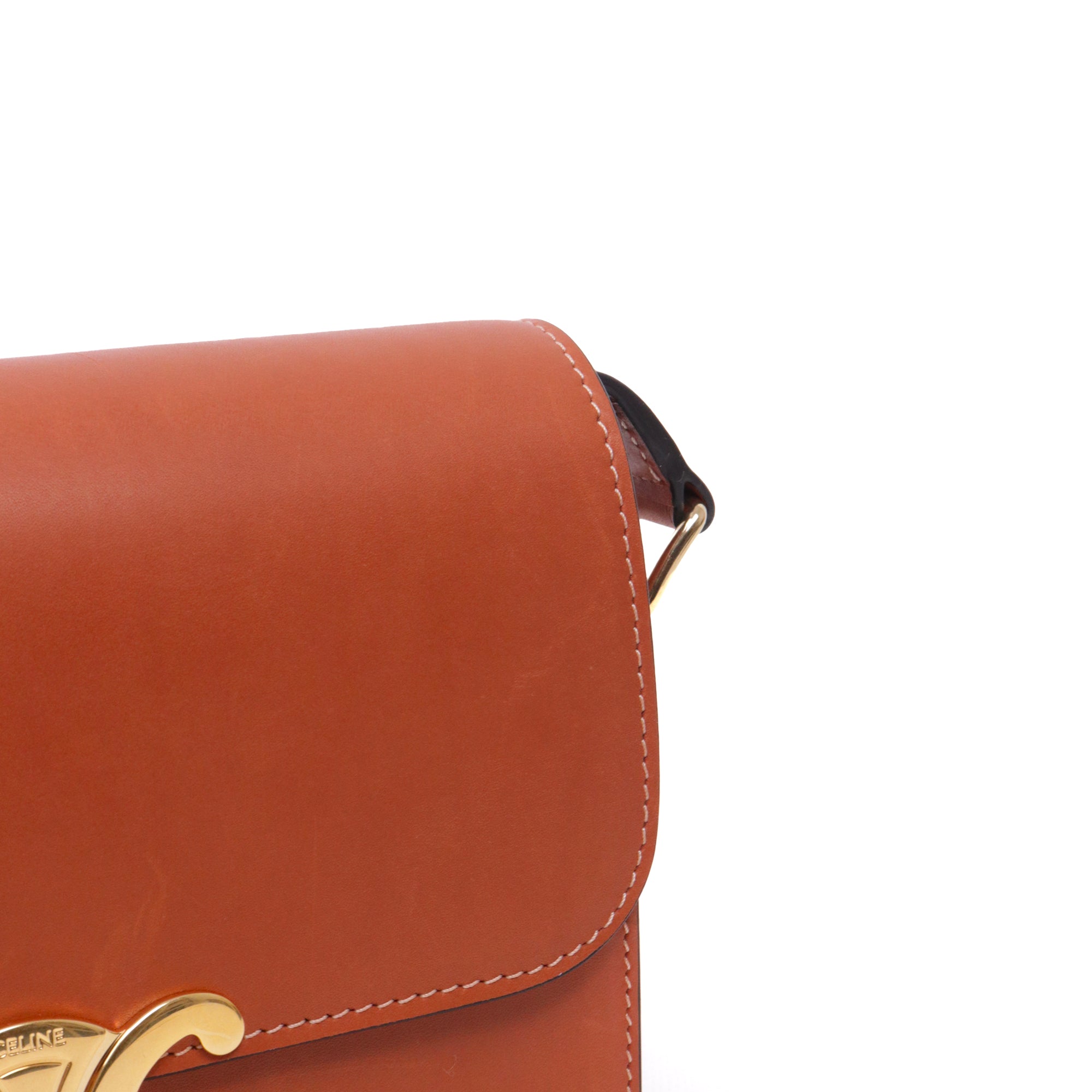 CELINE - Sac à bandoulière Triomphe Teen Céline en cuir naturel marron