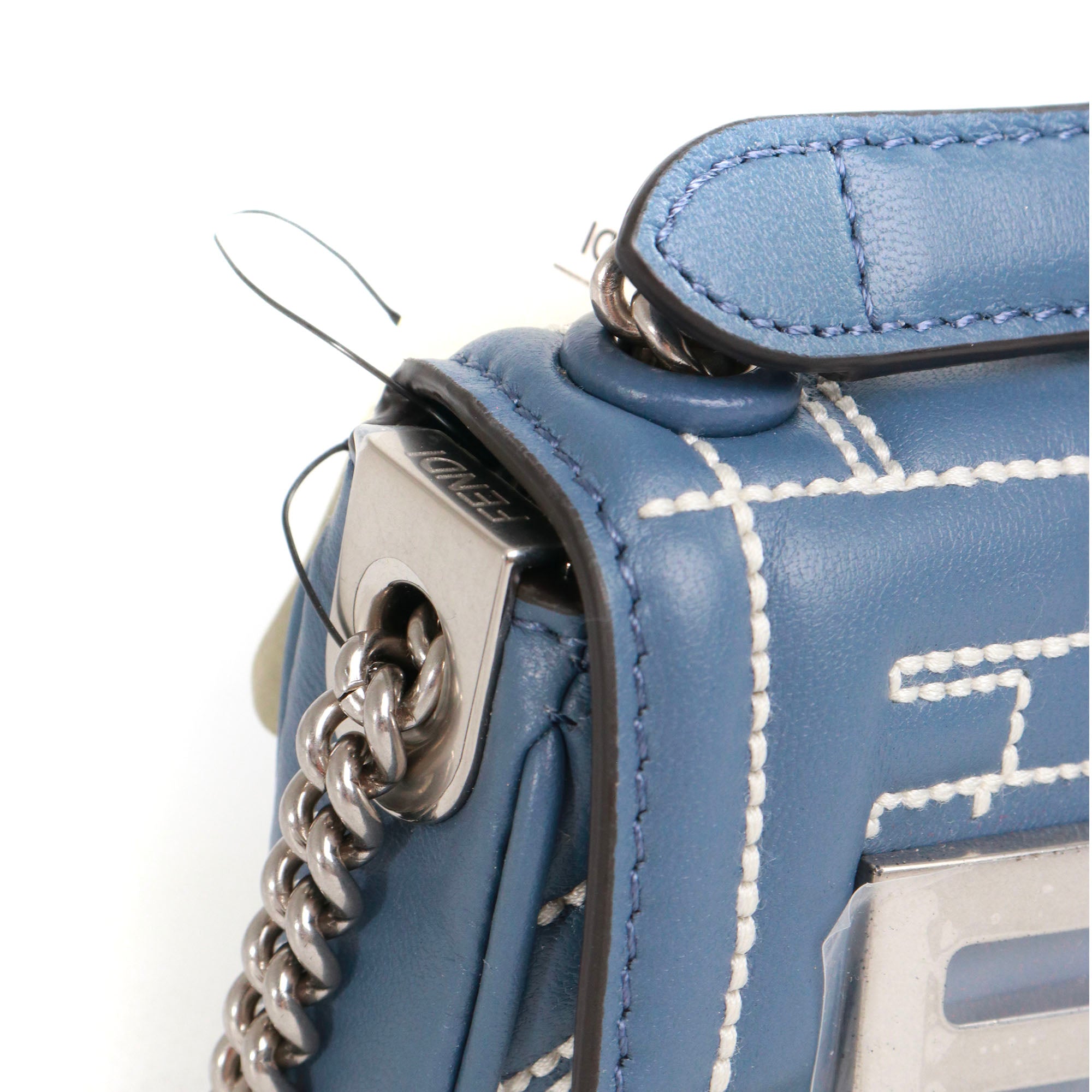 FENDI - Fendi Baguette Nano shoulder bag in blue gray nappa leather