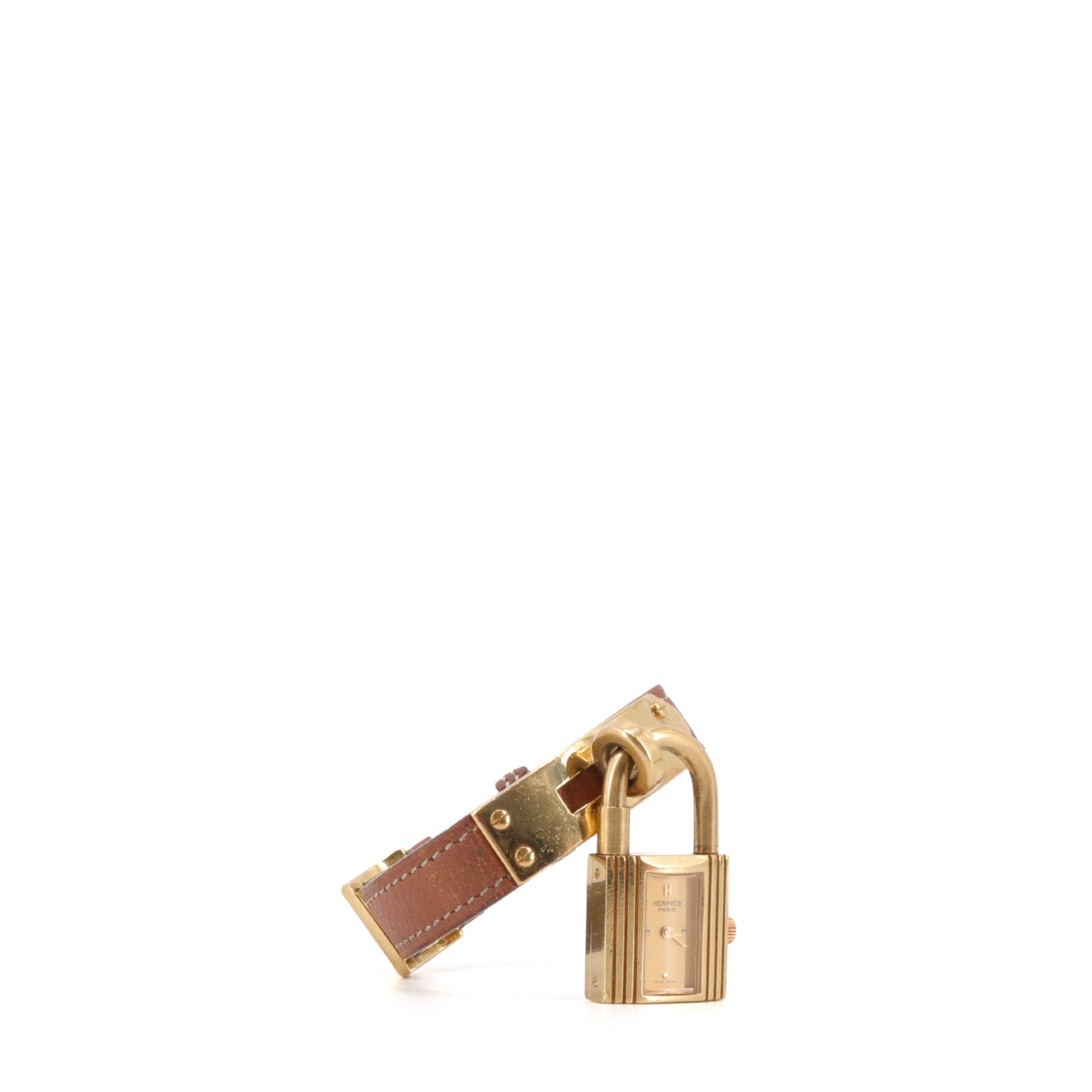 HERMÈS - Montre Kelly Hermès en cuir gold