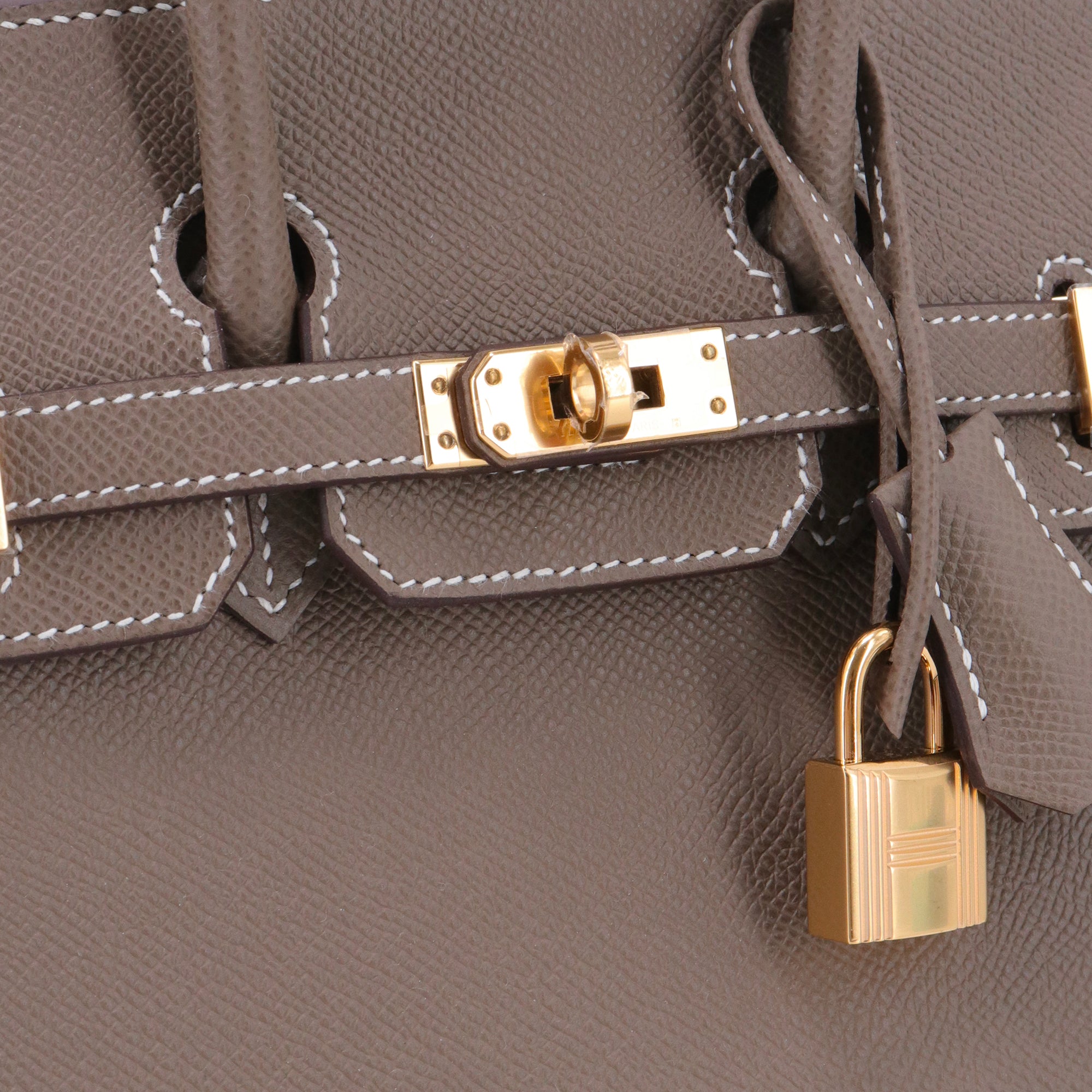 HERMÈS - Sac à main Birkin 25 Hermès en cuir epsom étoupe