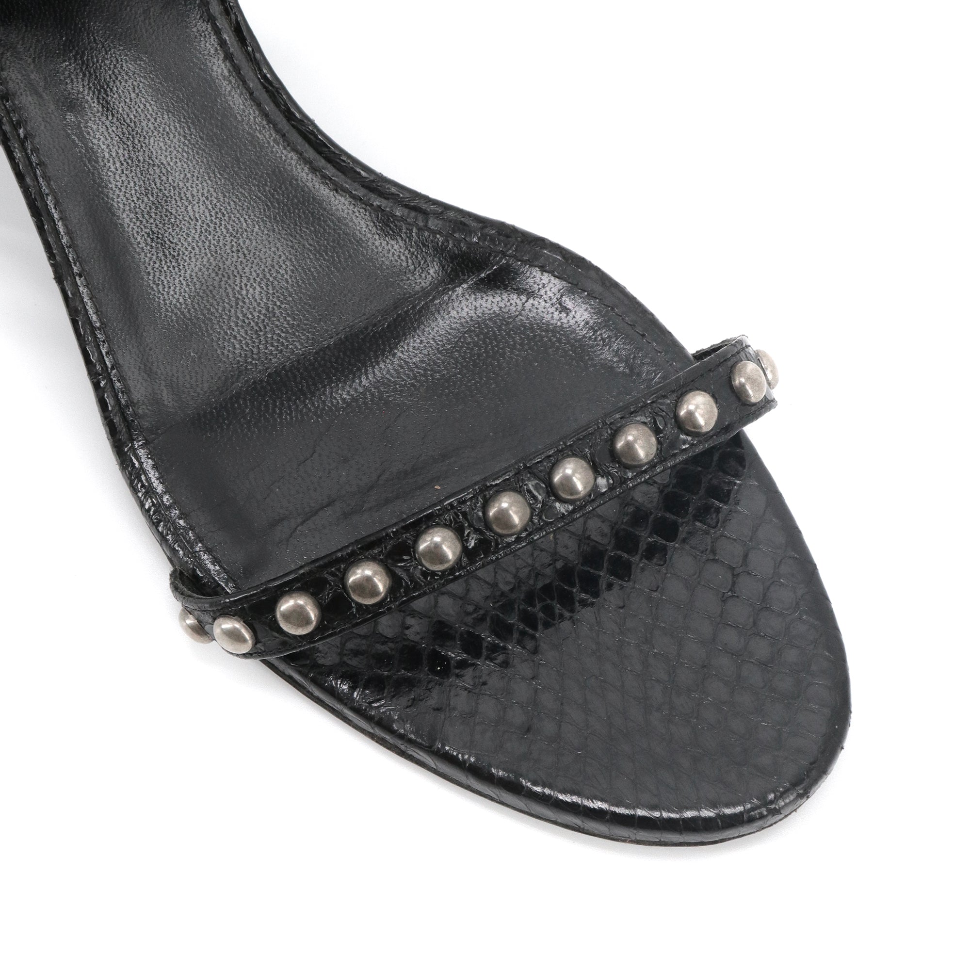 SAINT LAURENT - Saint Laurent Kiki heeled sandals with studs (Size 37)