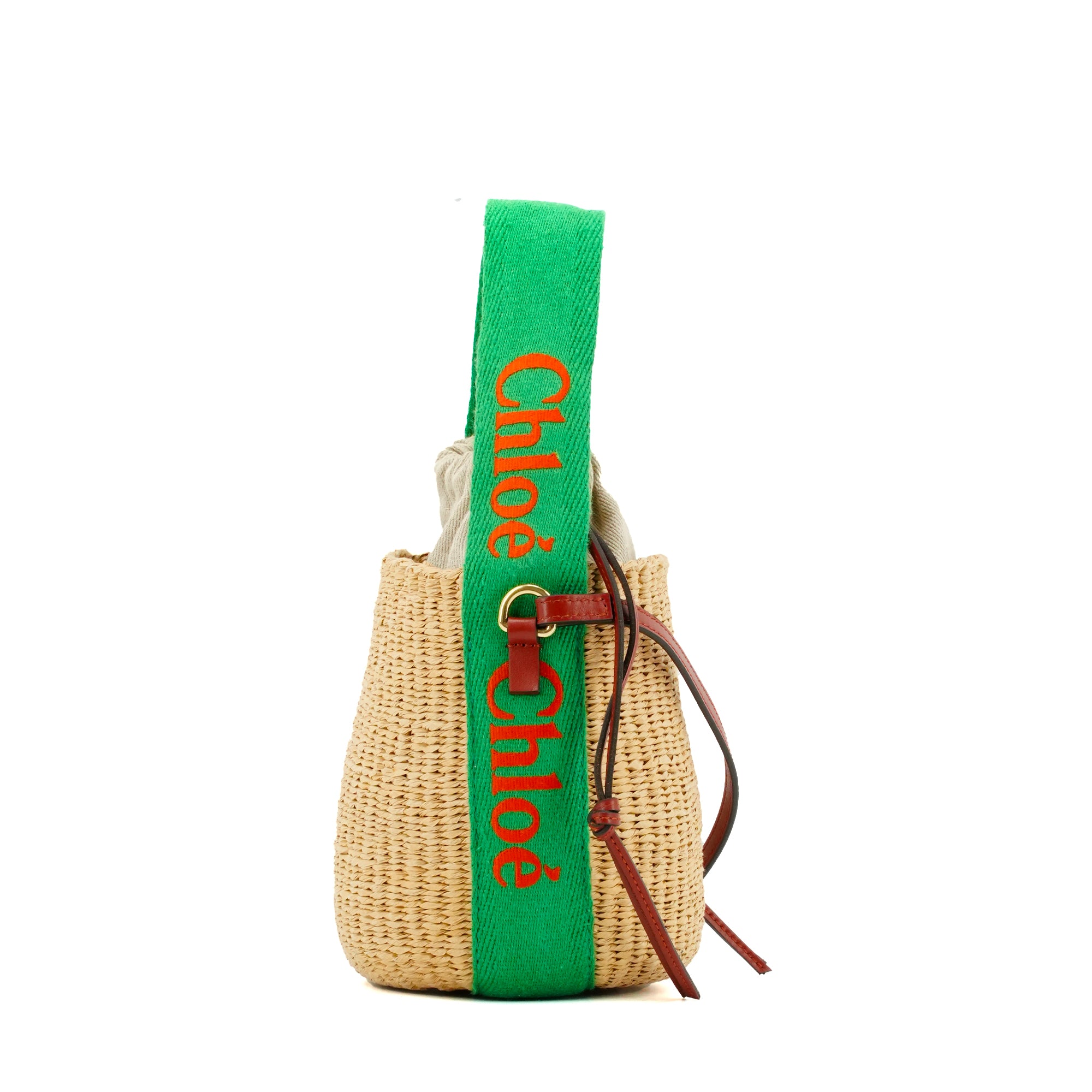 CHLOÉ - Panier à bandoulière Woody PM Chloé en paille naturelle beige