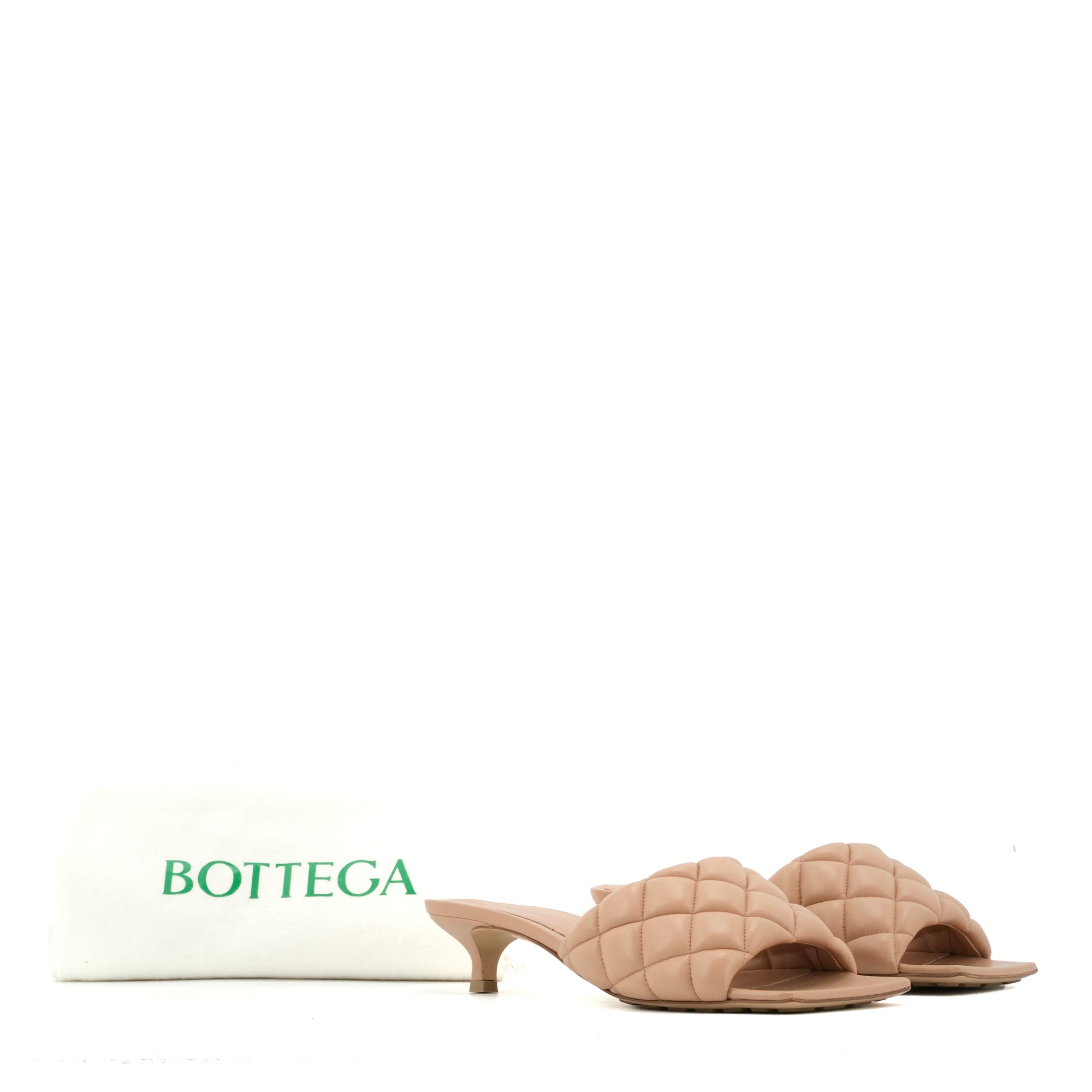 BOTTEGA VENETA - Bottega Veneta heeled sandals in beige quilted leather (T37)