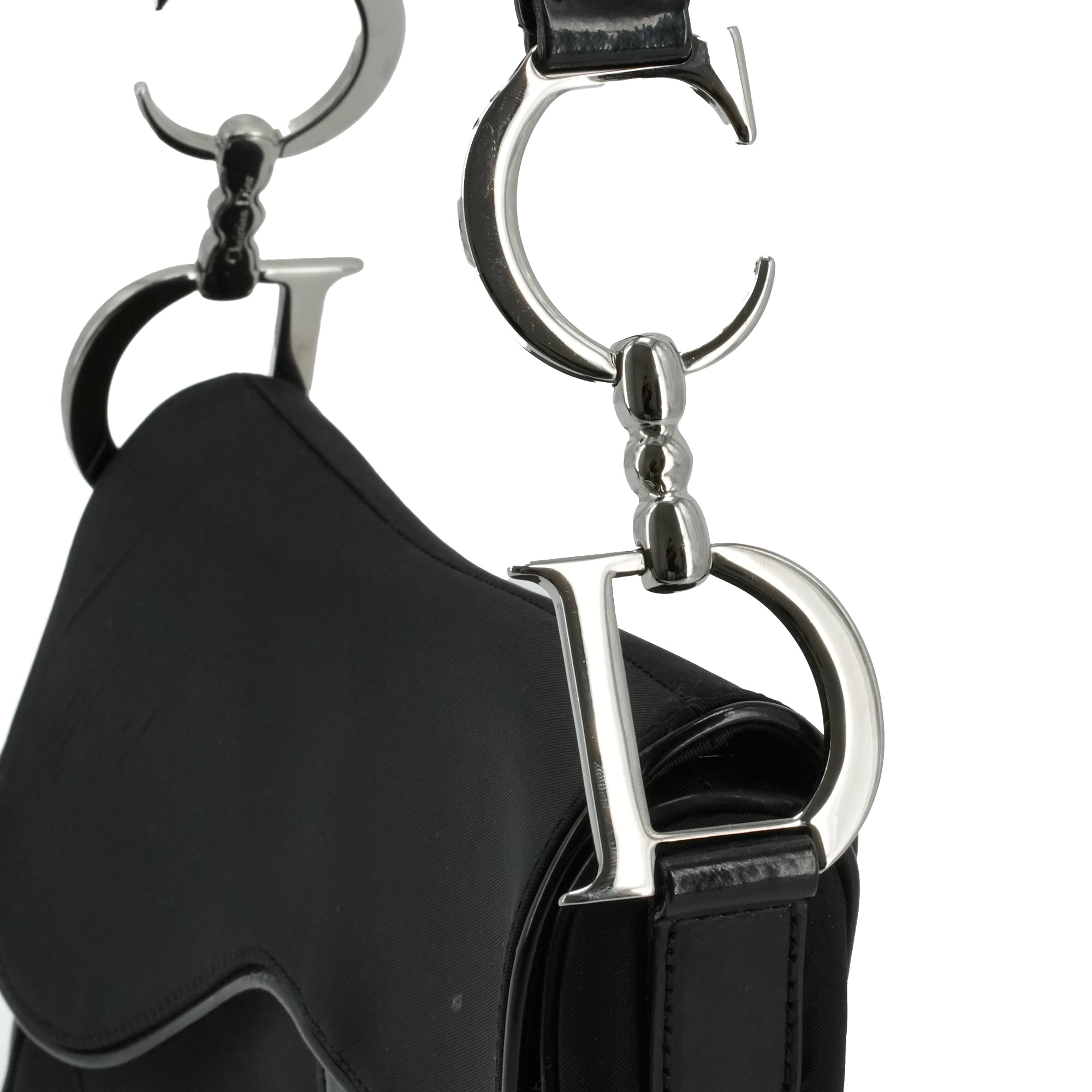 DIOR - Sac à main Saddle Dior en toile noire vintage