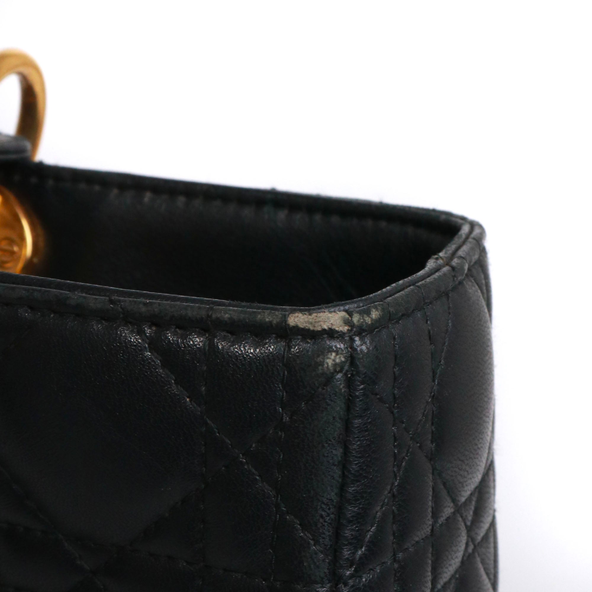 DIOR - Sac à main Lady Dior large en cuir matelassé noir vintage