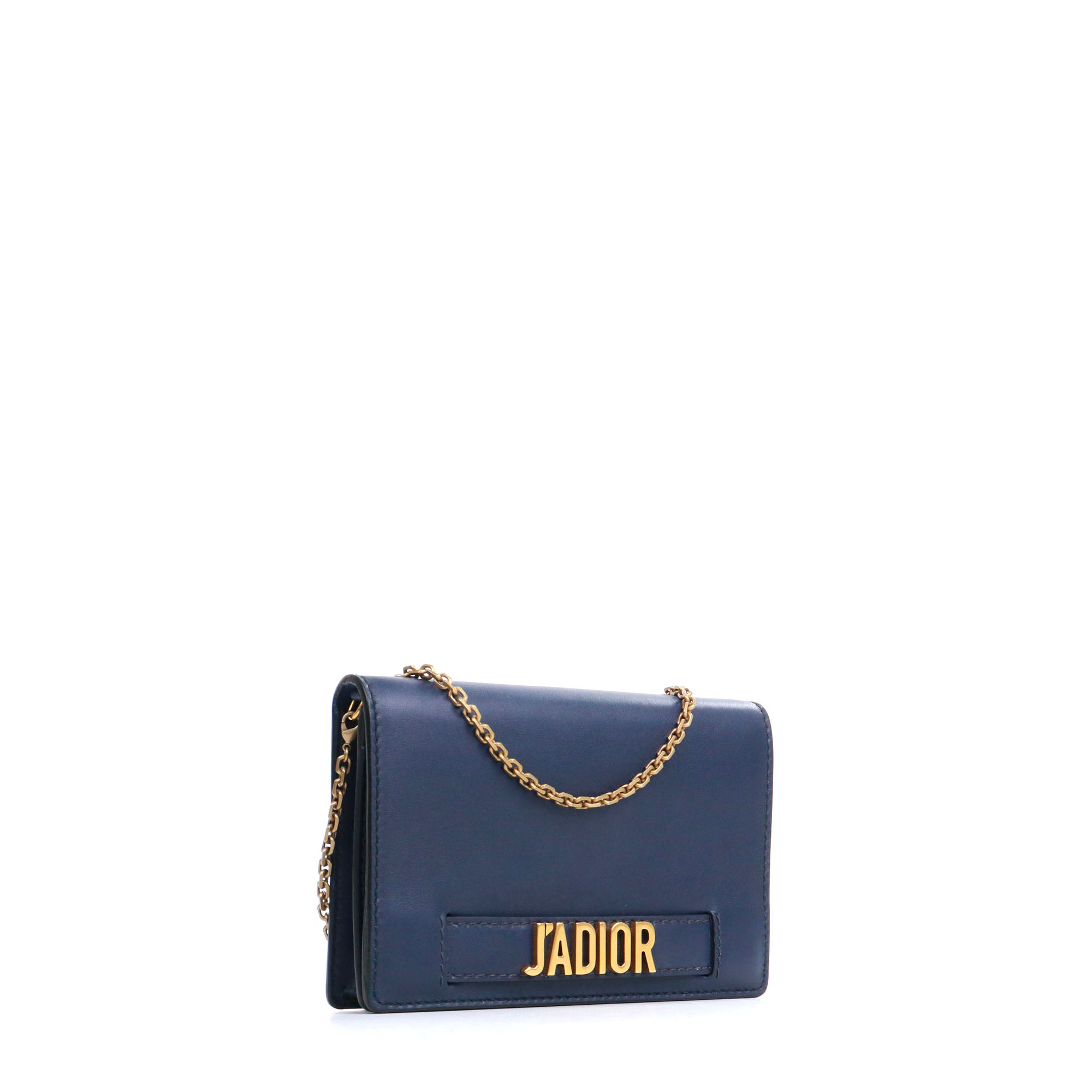 DIOR - Sac à bandoulière Wallet J'Adior Dior en cuir lisse bleu marine