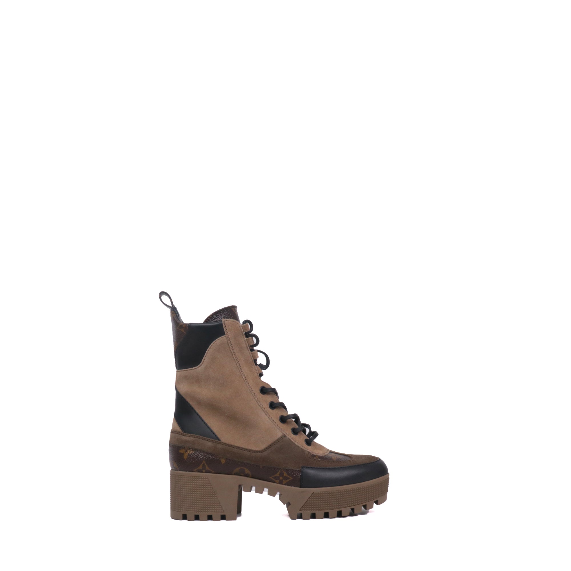 LOUIS VUITTON - Boots Desert Lauréate Louis Vuitton en cuir velours et toile monogrammée  (T37)