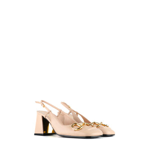 GUCCI - Sandales à talon Horsebit en cuir beige (T36,5)