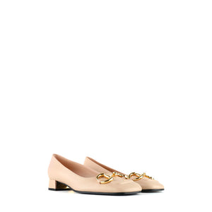GUCCI - Ballet Flat heeled mules in beige leather (T36.5)