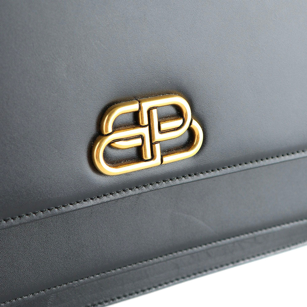 BALENCIAGA - Sac à main Sharp en cuir lisse noir